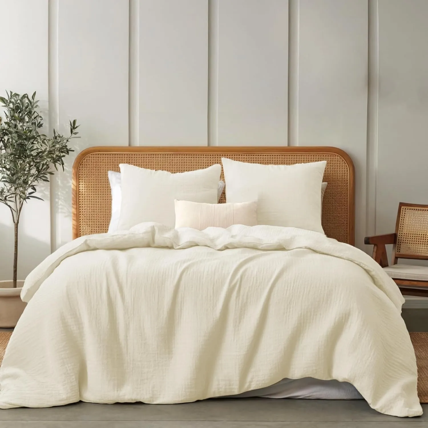 Dreamzie Musselin Bettwäsche 220x240 cm aus 100% Baumwolle – Bettwäsche Set mit 1 Bettbezug und 2 Kissenbezügen 80x80 c…