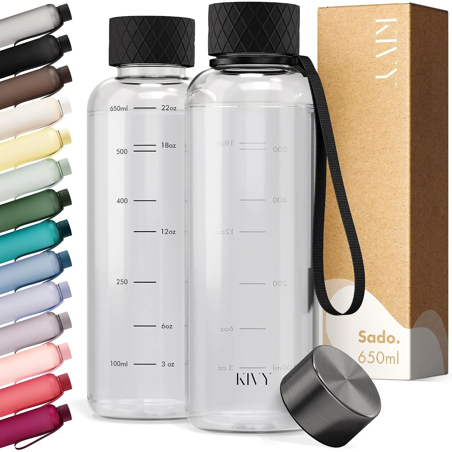 KIVY Trinkflasche 650ml aus Tritan - Auslaufsicher & Spülmaschinenfest