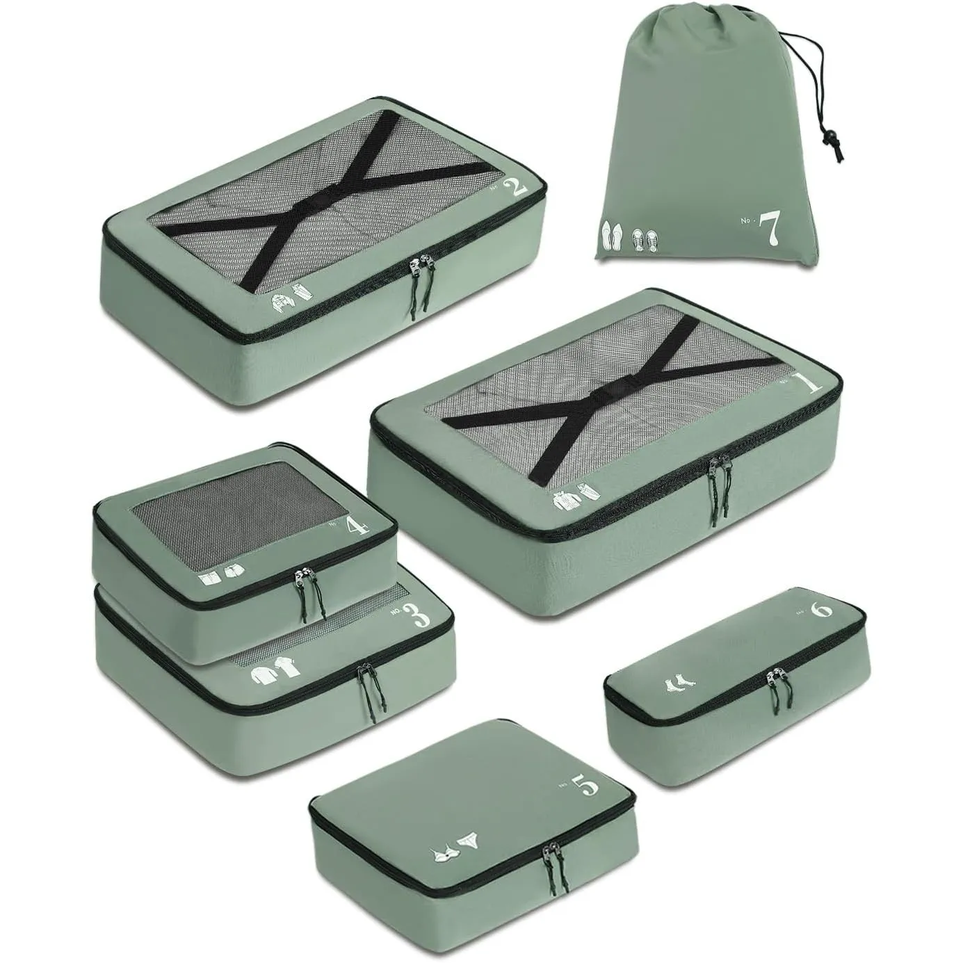 ECOHUB 7 Teilig Koffer Organizer Set, Packing Cubes mit Reißverschluss, Recyceltes PET Packwürfel Set, Packtaschen für …