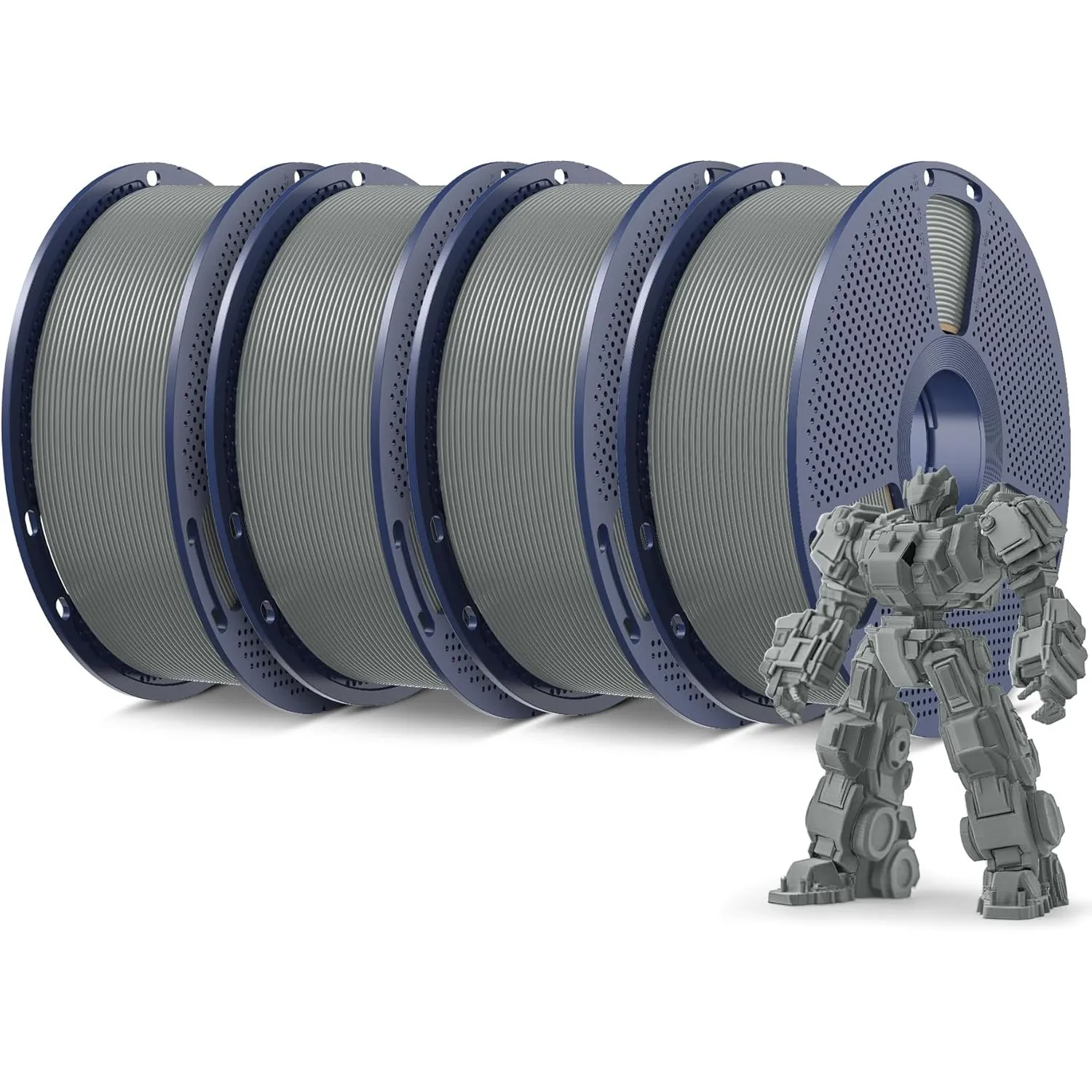 SUNLU PLA+ Filament 1.75mm 4KG Bundle, PLA Plus 3D Drucker Filament Grau | 1KG Spool, 4 Spule 3D Druck PLA+ Filament, H…