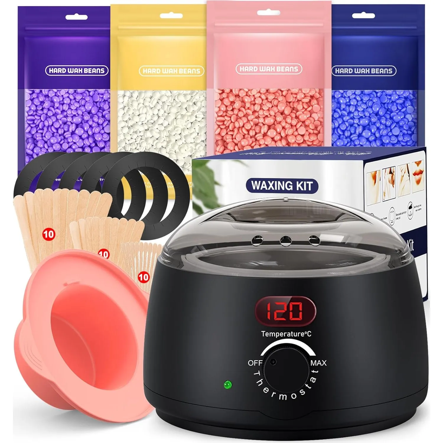 Waxing Set Wachs Haarentfernung Gesicht Körper: Wax Maschine Wachswärmer mit Silikon-Schale, 400g Wax zur haarentfernun…