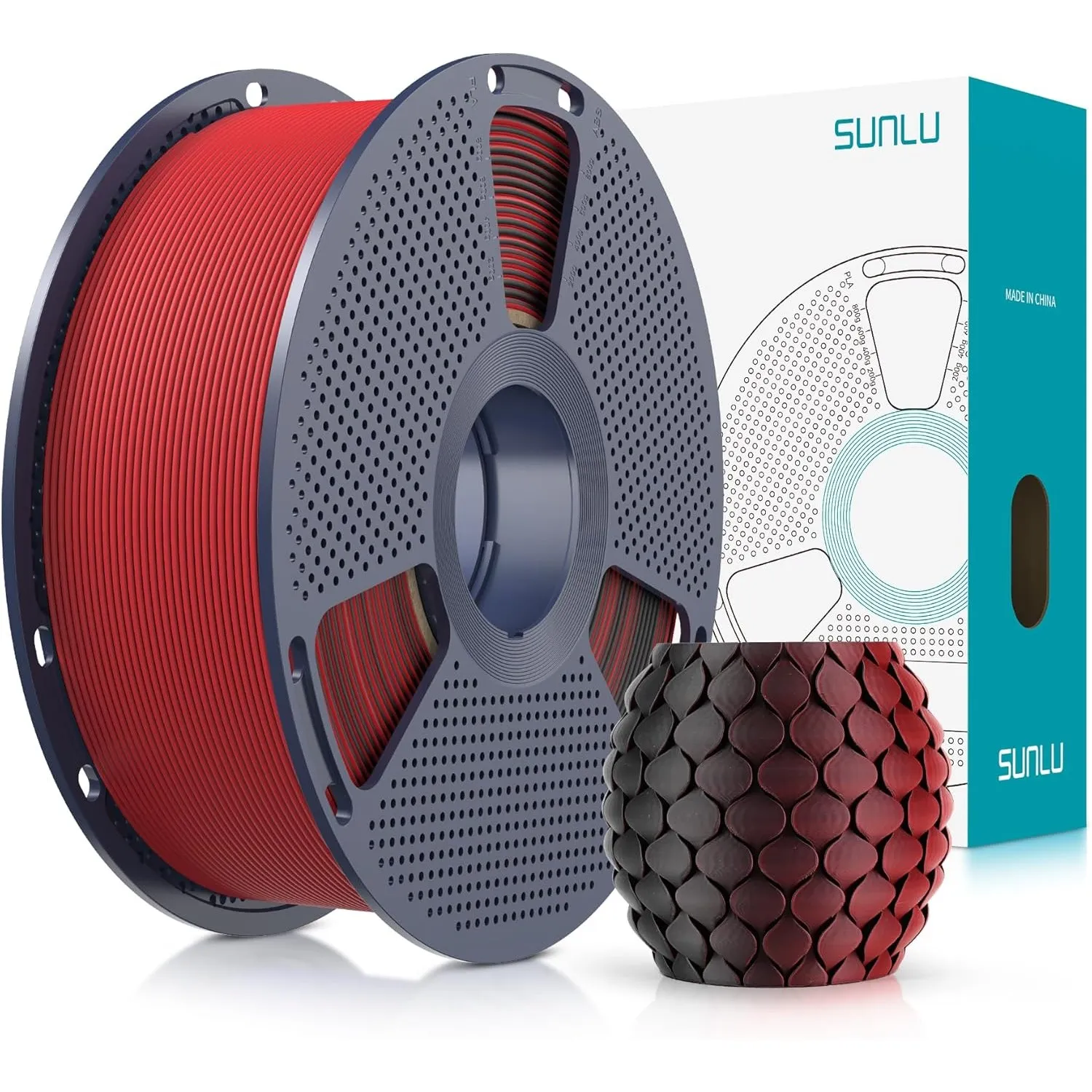 SUNLU Zweifarbiges Matte PLA Filament 1.75mm, Matte 3D Drucker Filament PLA mit 2 Farben Gradient, Maßhaltigkeit +/- 0.…