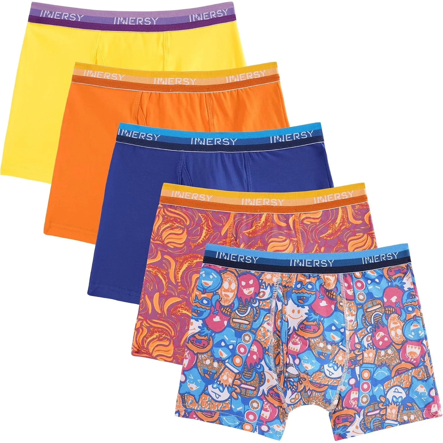 INNERSY Unterhosen Jungen Baumwolle Weich Boxershorts mit Eingriff 5er Pack