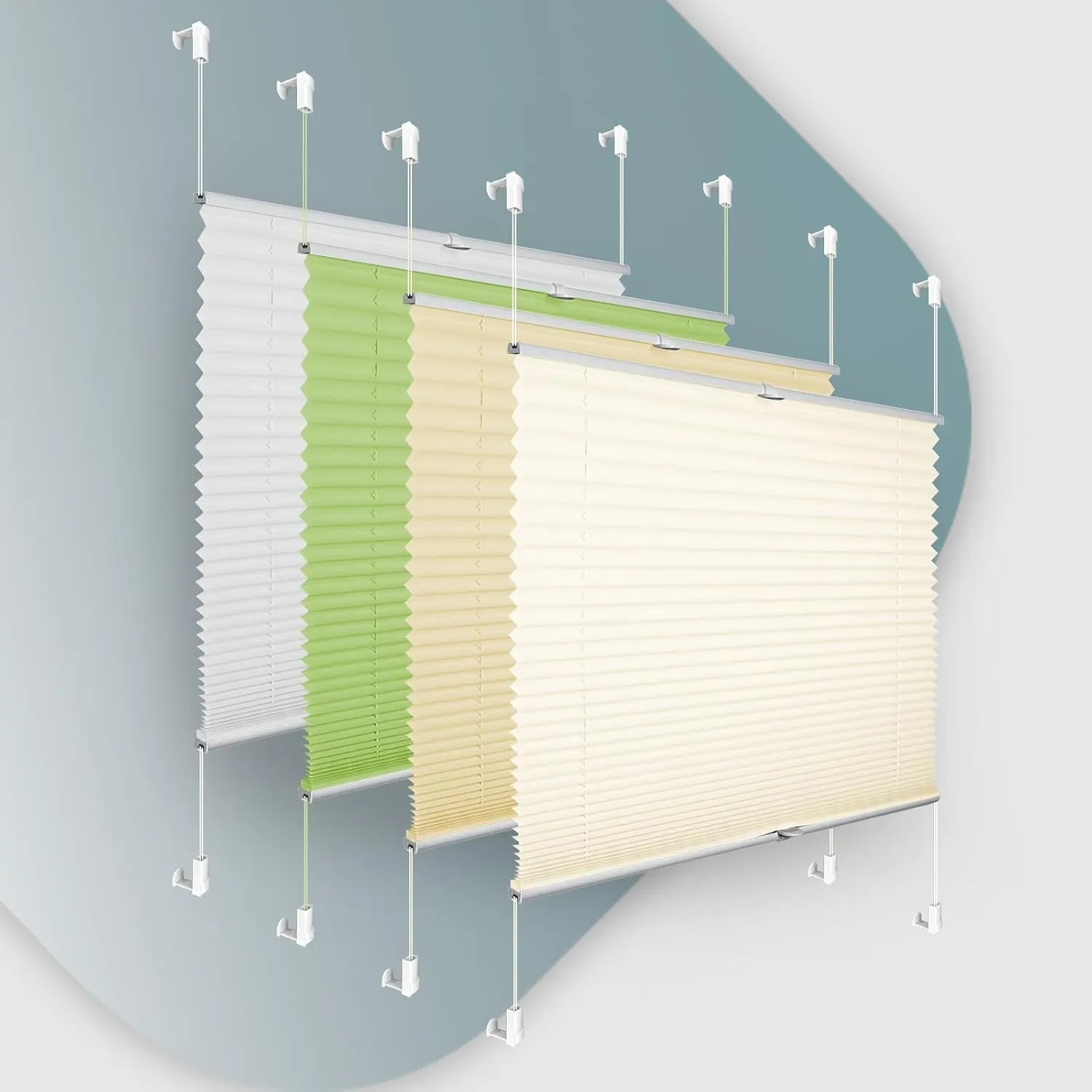 Plissee ohne Bohren Klemmfix 75x160cm(BxH) Beige Jalousie Sonnenschutz Easyfix Faltrollo Lichtdurchlässig Rollo für Fen…