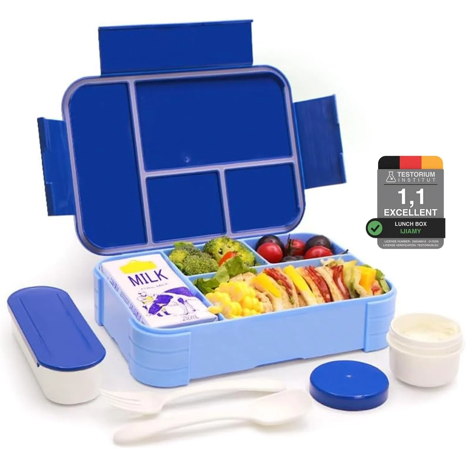 IJIAMY Brotdose Kinder mit Fächern, Bento Box Kinder, Auslaufsicher Lunchbox Kinder, Brotbox für Mädchen & Jungen, Snac…
