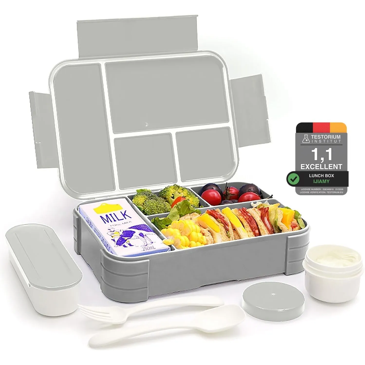 IJIAMY Brotdose Kinder mit Fächern, Bento Box Kinder, Auslaufsicher Lunchbox Kinder, Brotbox für Mädchen & Jungen, Snac…