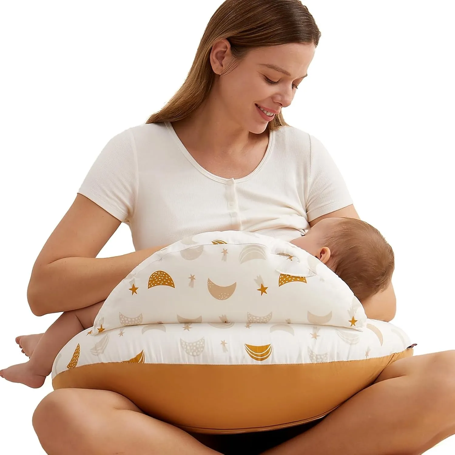 Momcozy Stillkissen mit Sicherheitsumrandung – Ergonomisches Still- und Lagerungskissen mit verstellbarem Gurt & abnehm…