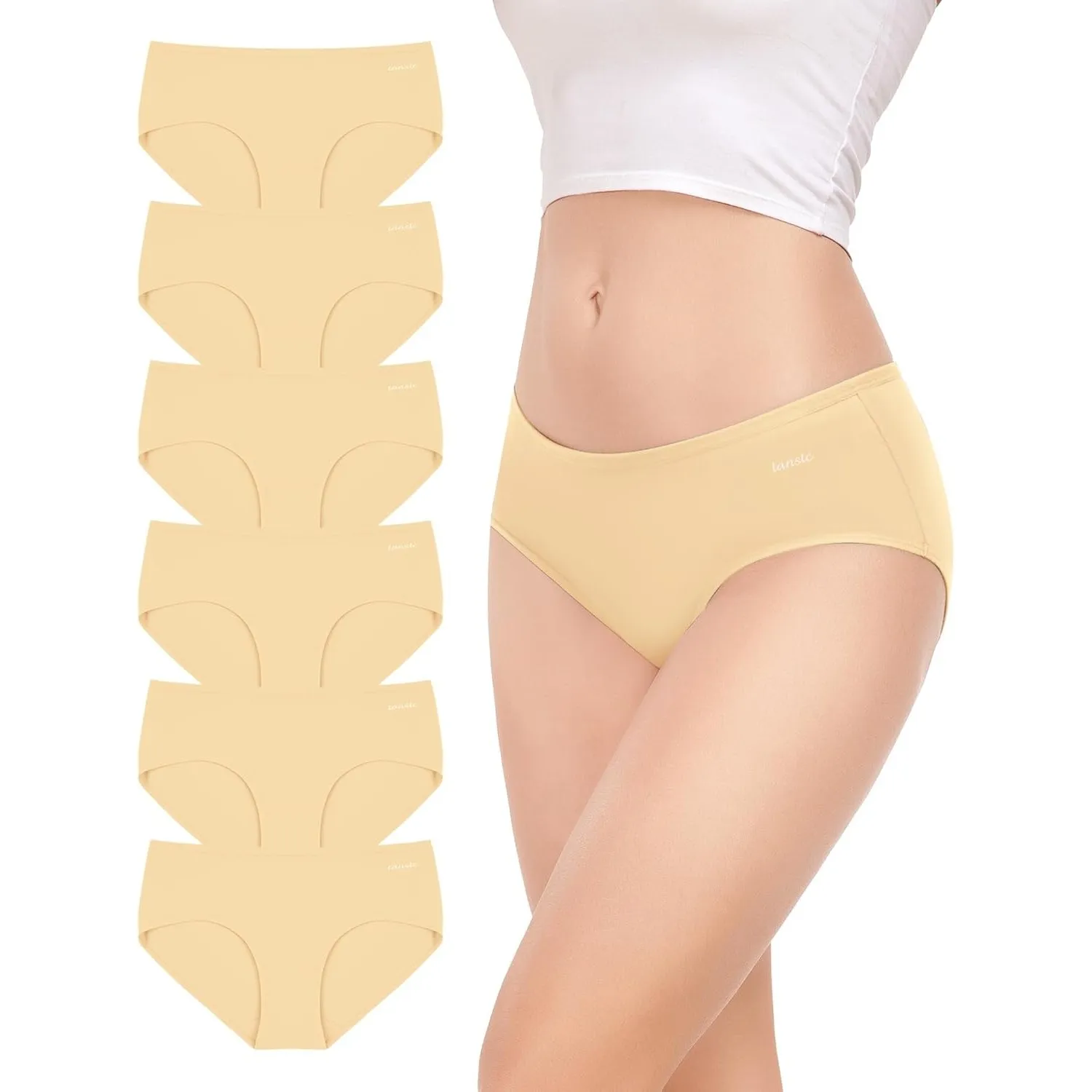 TANSTC Damen Unterhosen Baumwolle 6er-Pack Hipster Slips, Niedrige Taille & Stretch, Atmungsaktiv