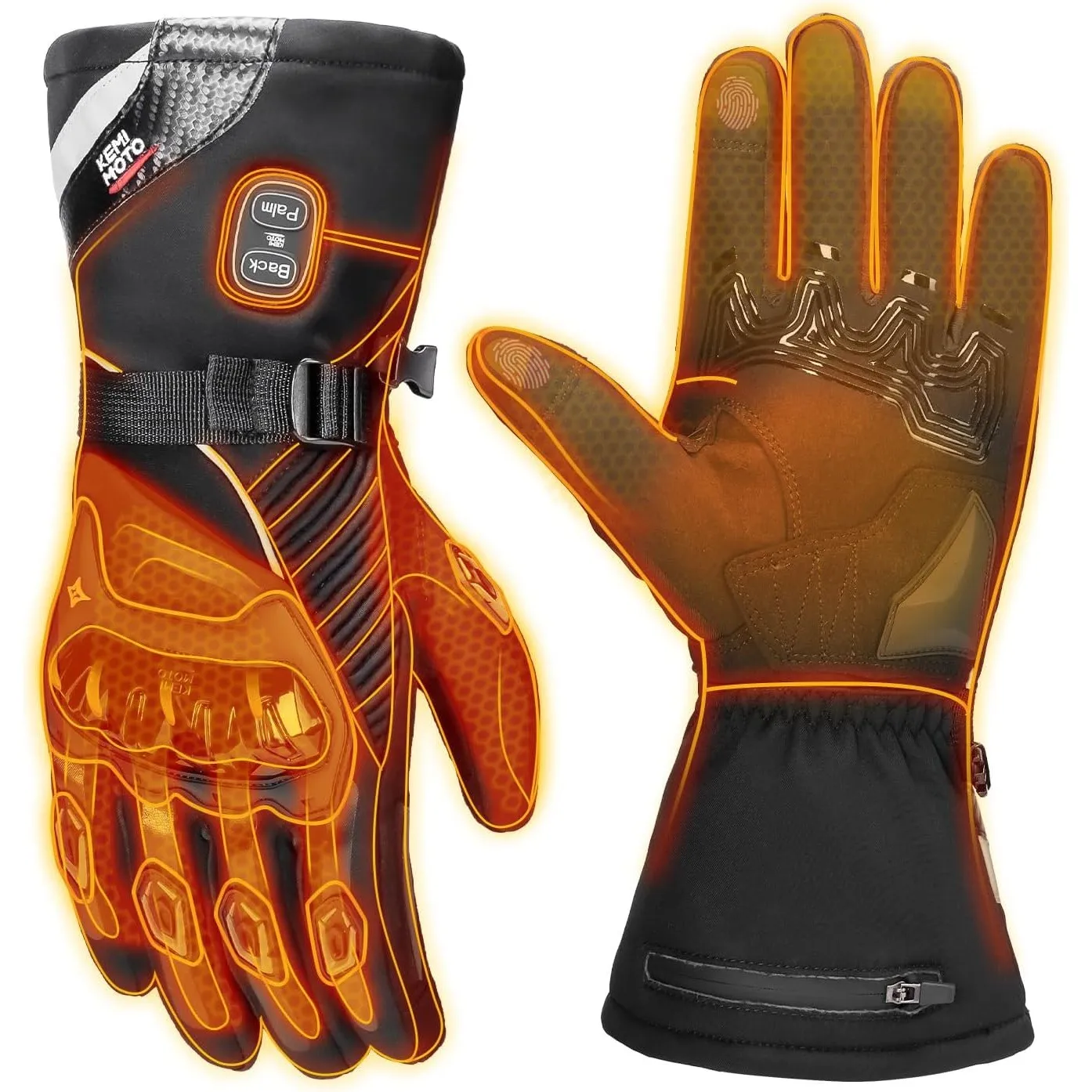 KEMIMOTO Beheizbare Motorradhandschuhe Winter, Beheizte Handschuhe Touchsreen, Magnetische Hybrid-Stromversorgung mit 3…