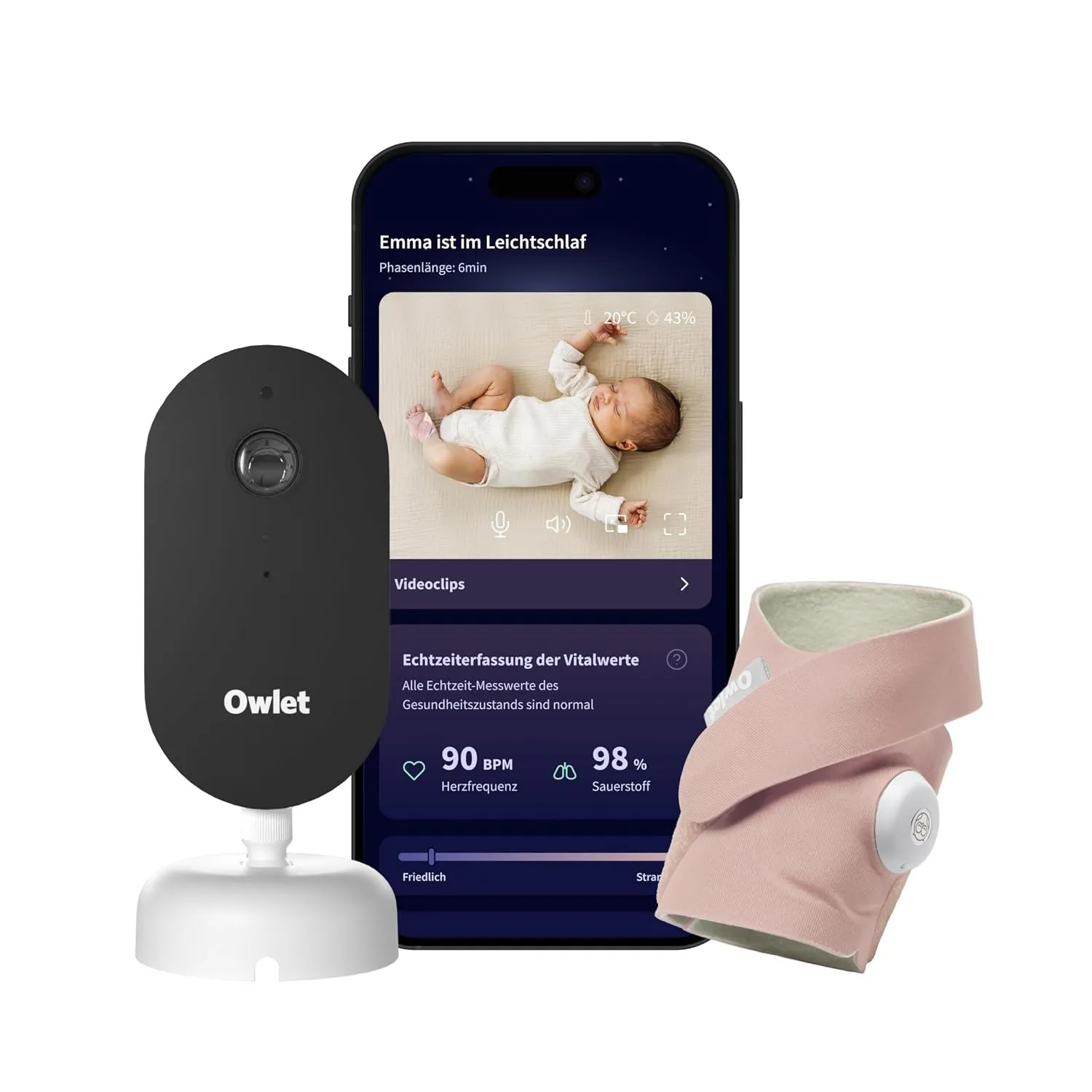 Owlet Dream Duo – Smartes Babyphone mit App | Dusty Rose