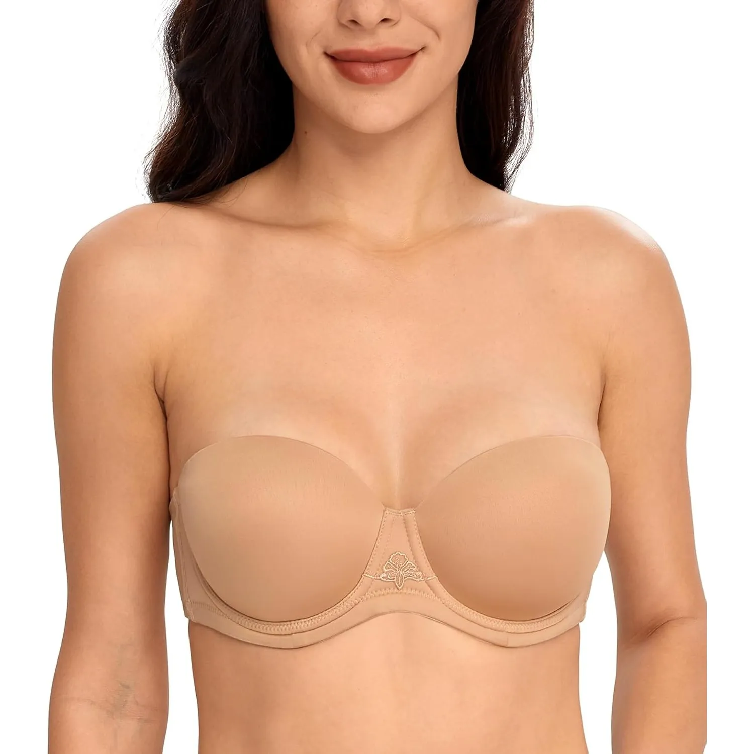 DotVol Damen Trägerloser gepolsterter Push Up BH für Abendkleider | Demi-BH, Bügel, Rückenfrei, Unterwäsche, große Größ…