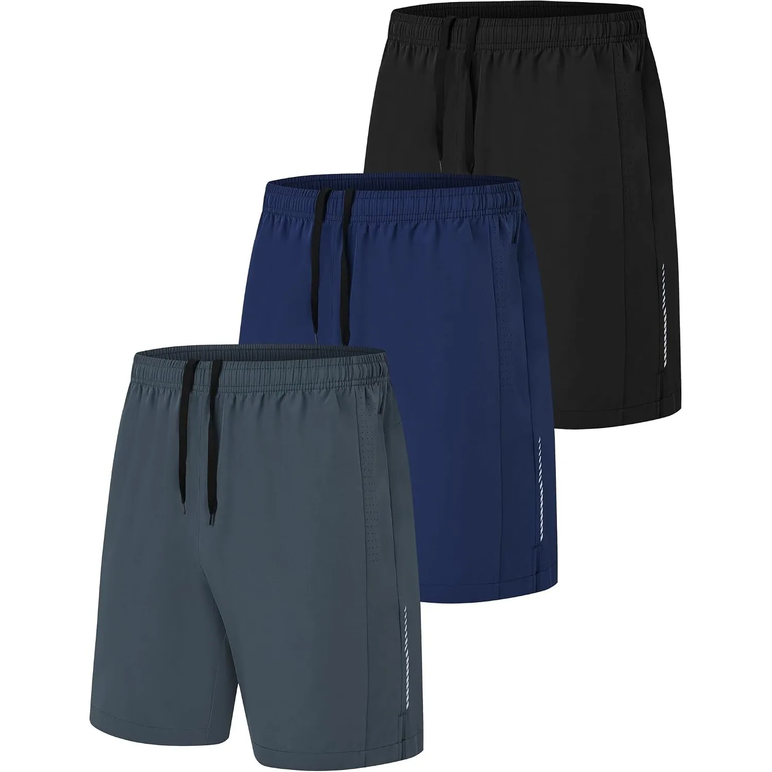 Zoofly 3er Pack Sporthose Kurze Herren Sommer Sport Shorts Mit Reißverschlusstaschen Elastische Fussball Fitness Tennis…