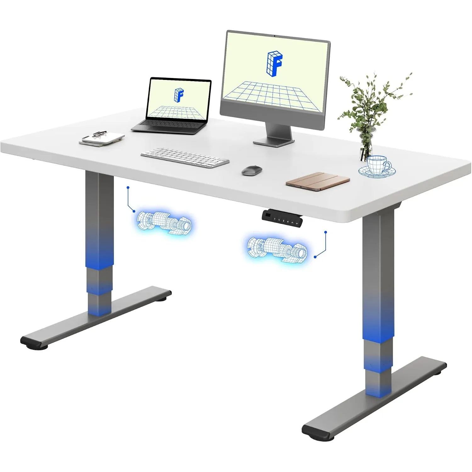 FLEXISPOT Höhenverstellbarer Schreibtisch mit Dualmotor 140×80 cm