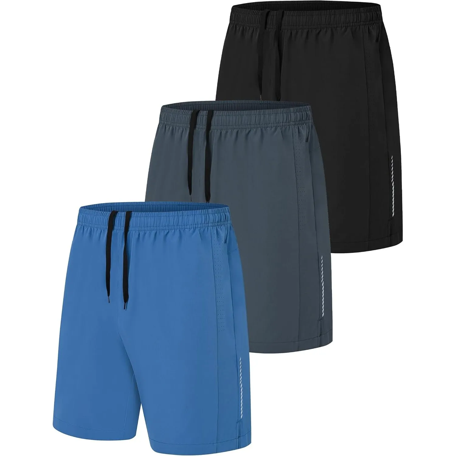 Zoofly 3er Pack Sporthose Kurze Herren Sommer Sport Shorts Mit Reißverschlusstaschen Elastische Fussball Fitness Tennis…