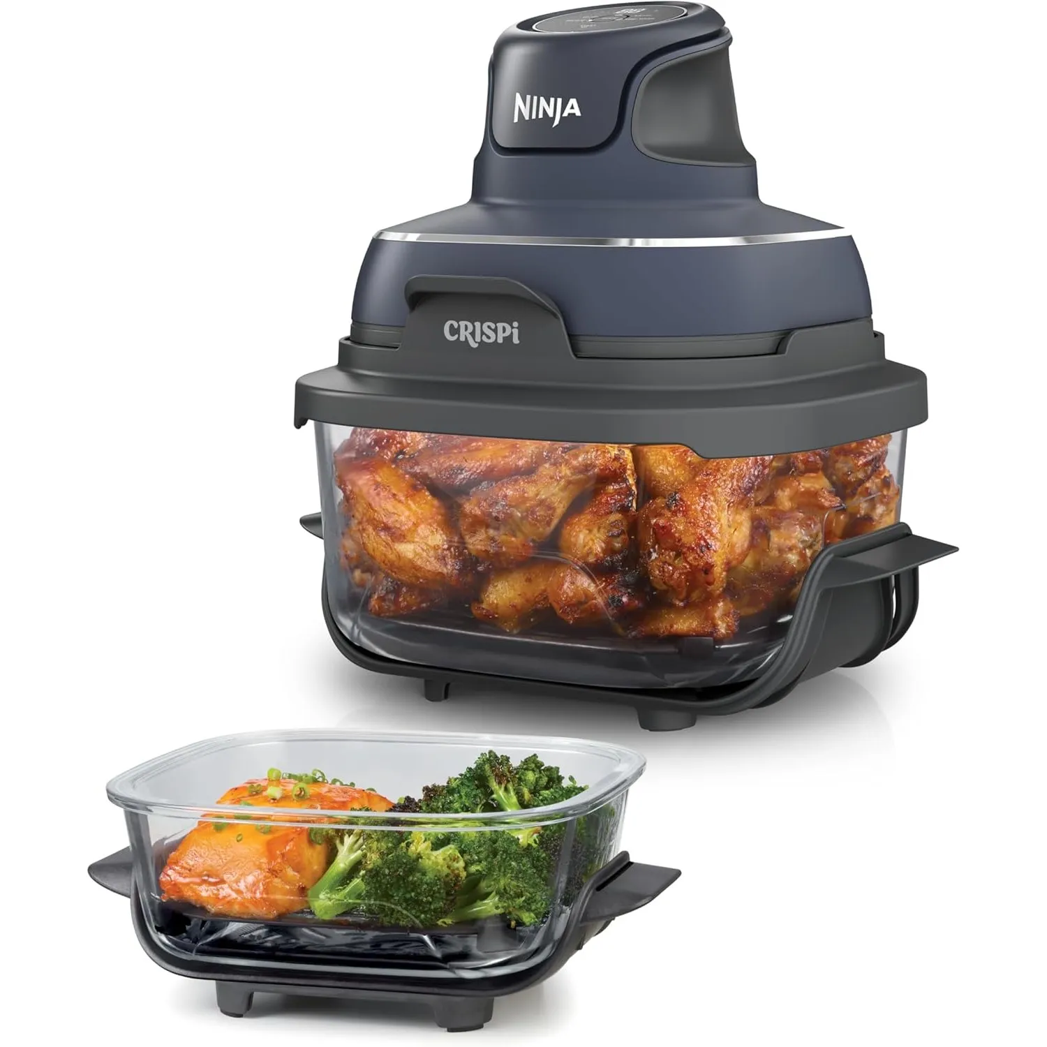 Ninja CRISPi tragbare Air fryer Heißluftfritteuse, 3,8 l, Grau FN101EUGY | 4-in-1: Heißluftfrittieren, Braten, Warmhalt…
