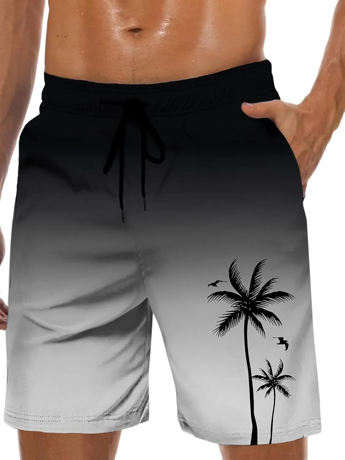 Men's Long Swimming Trunks with Inner Shorts Swimming Trunks Knee-Length Beach Shorts Boys Swimwear for Men Surfing Qui…