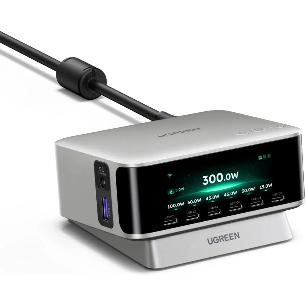 UGREEN Nexode Pro 300W USB C Ladegerät 8-Port, TFT-Display & Smart Control