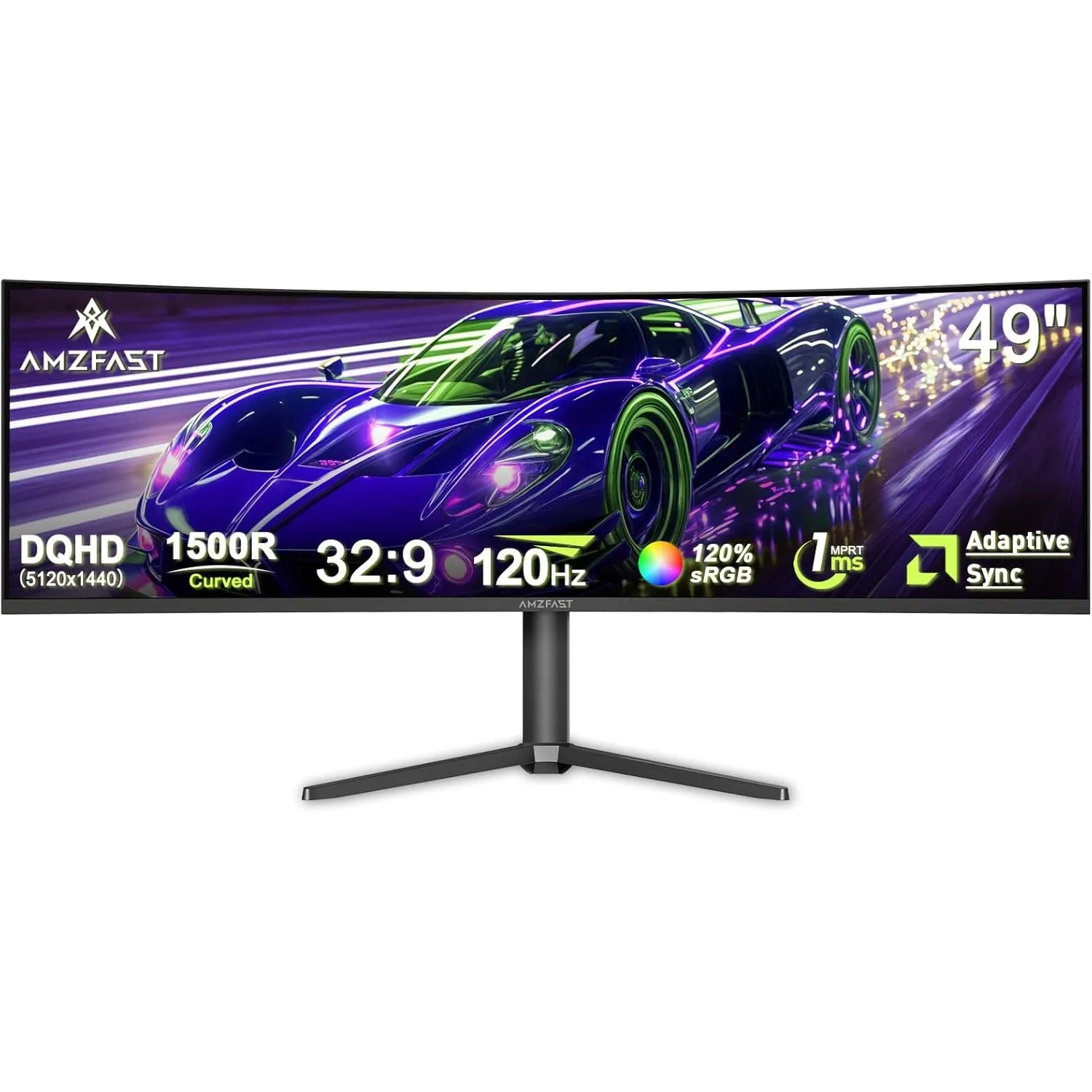 Amzfast 49 Zoll Curved Monitor 120Hz, DQHD(5120x1440), 32:9 Ultrawide PC Bildschirm, Eyes-Care, 1MS MPRT, 1500R, Adapti…