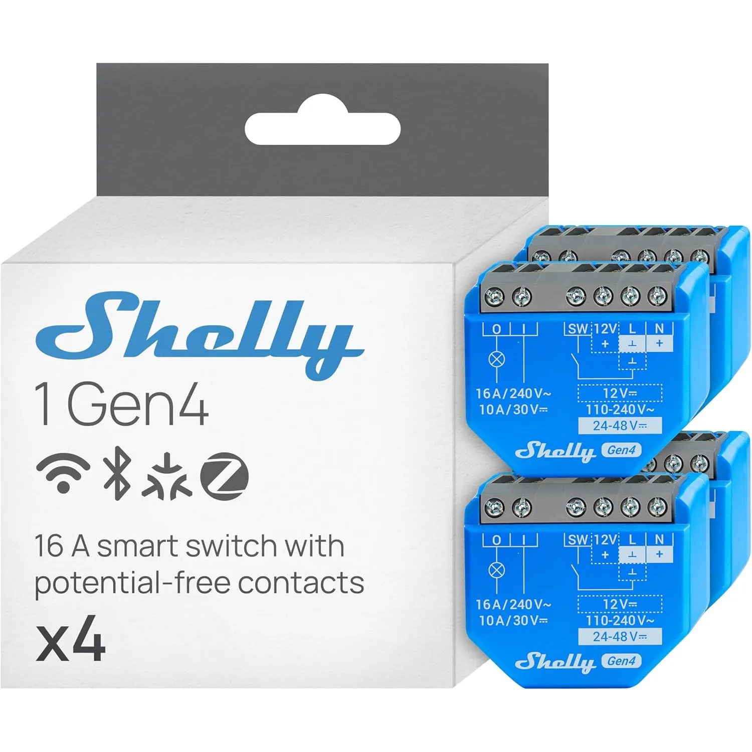 Shelly 1 Gen4 - WLAN Smart Relais Schalter, Potentialfreier Kontakt, 1 Kanal, 16A, Lichtschalter, Garagentoröffner, Sma…
