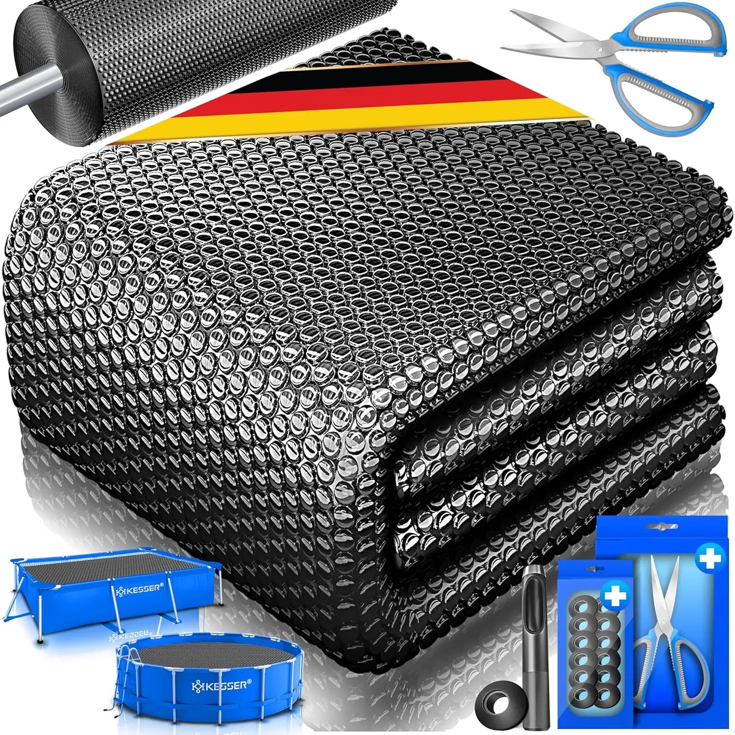 KESSER® Pool Solarfolie 400 µm | Solarplane Rechteckig 700x400cm Poolabdeckung | Solarabdeckplane flexibel zuschneidbar…