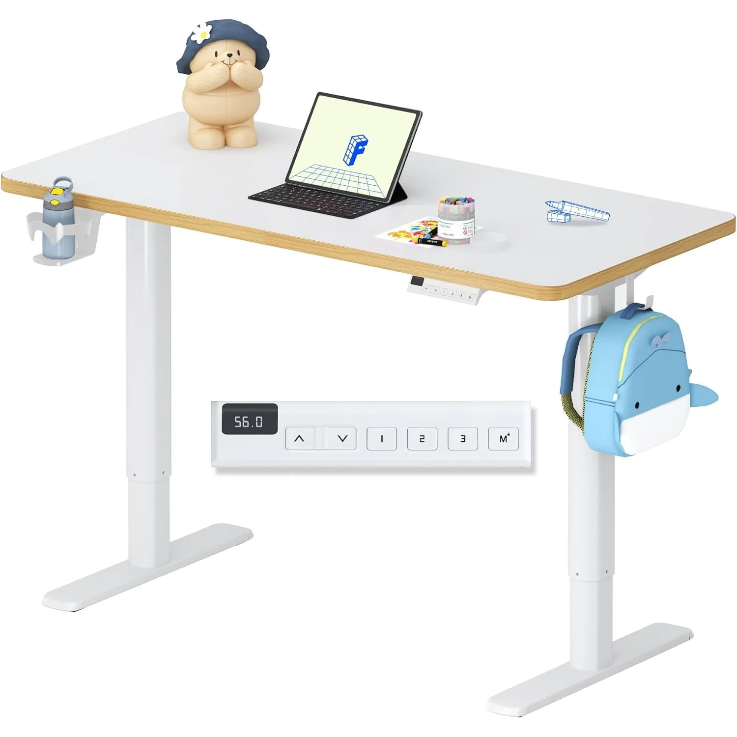 FLEXISPOT Kinderschreibtisch höhenverstellbar elektrisch 110 × 52 cm, Weiß
