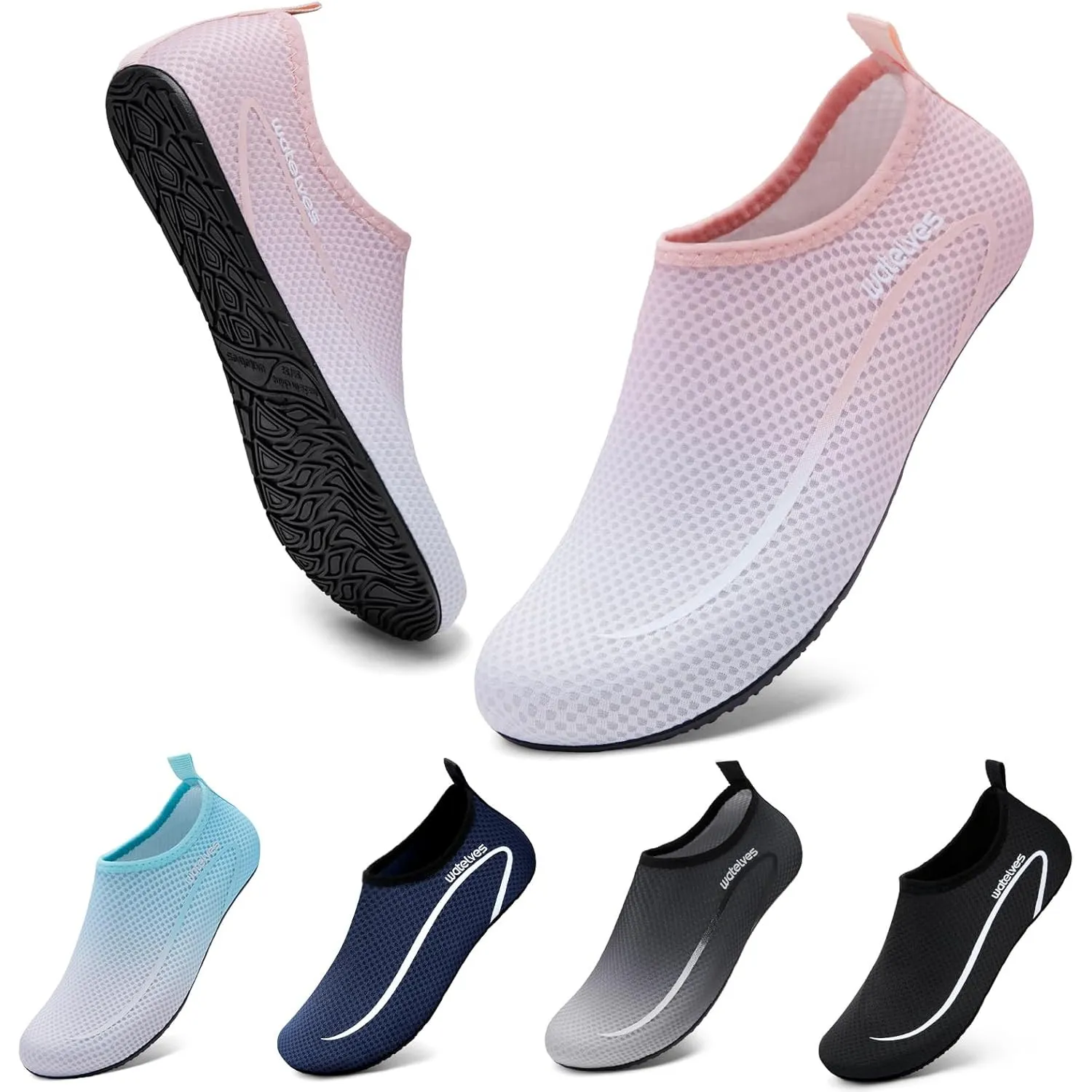 WateLves Wasserschuhe Badeschuhe Damen Herren Aquaschuhe Strandschuhe Schnell Trocknend Slip on Breathable Surfschuhe U…