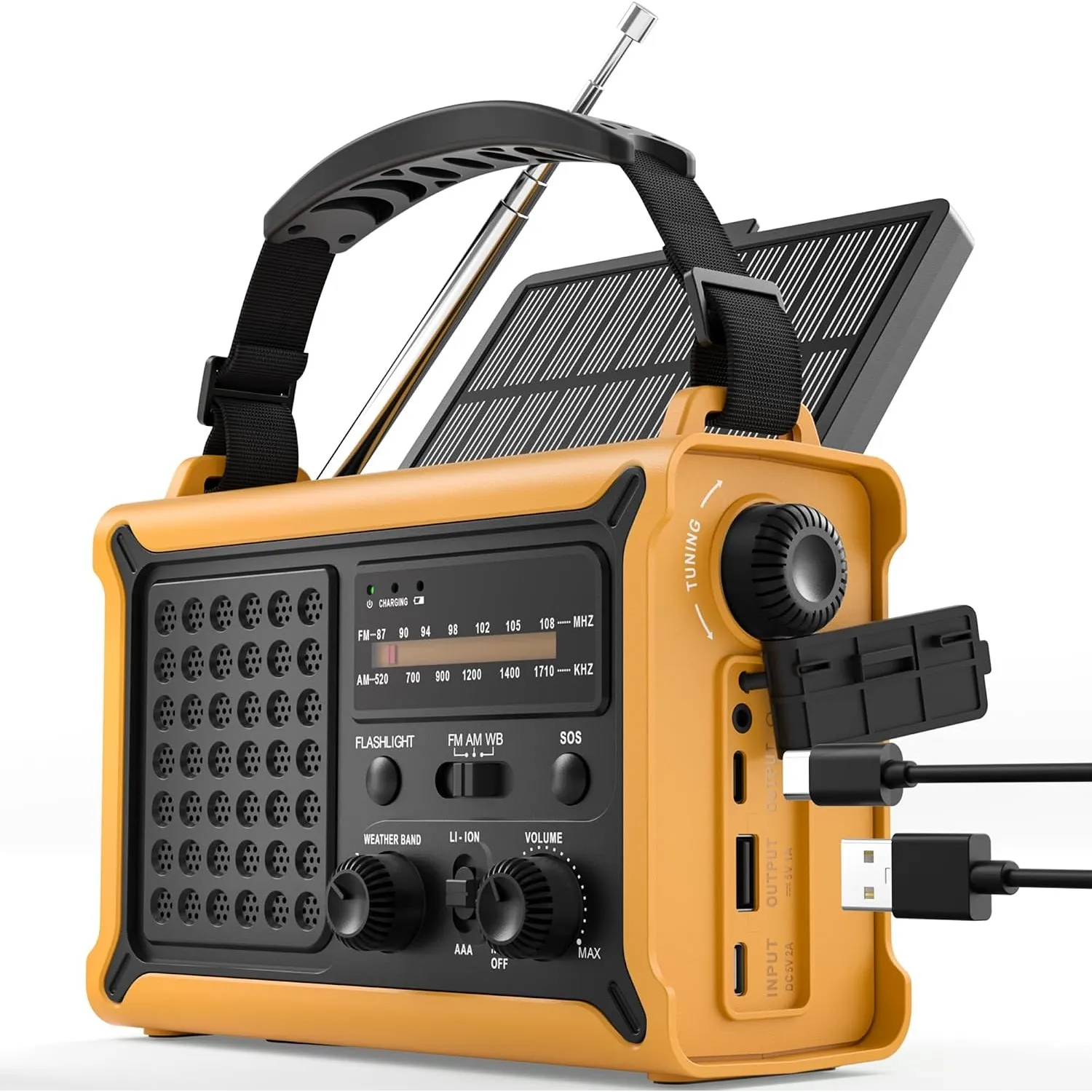 ROCAM 12000mAh Kurbelradio, Tragbares Solar Dynamo Notfallradio mit AM/FM | 8500mm² Solarpanel & 650mA Handkurbel, Welt…