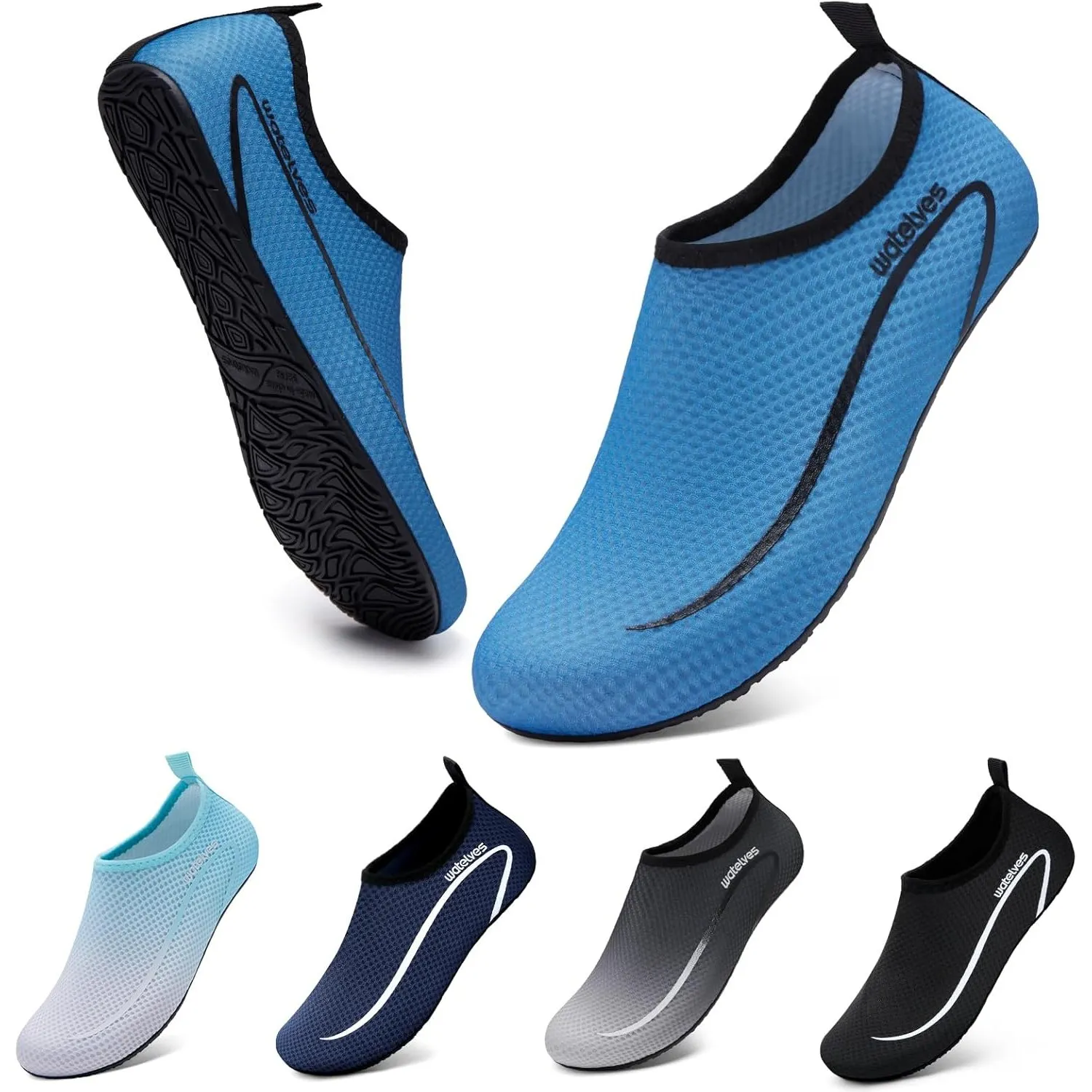 WateLves Wasserschuhe Badeschuhe Damen Herren Aquaschuhe Strandschuhe Schnell Trocknend Slip on Breathable Surfschuhe U…