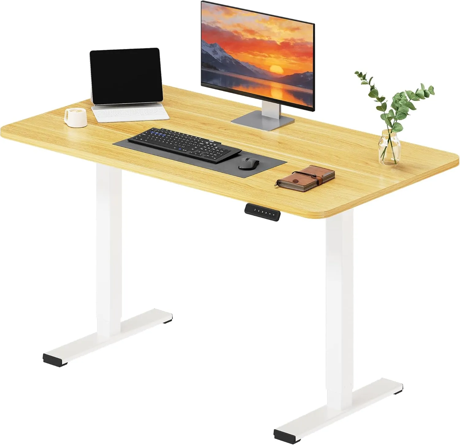 SANODESK Höhenverstellbarer Schreibtisch mit Komplett Tischplatte, Elektrischer Ergonomischer Schreibtisch, Steh-Sitz B…