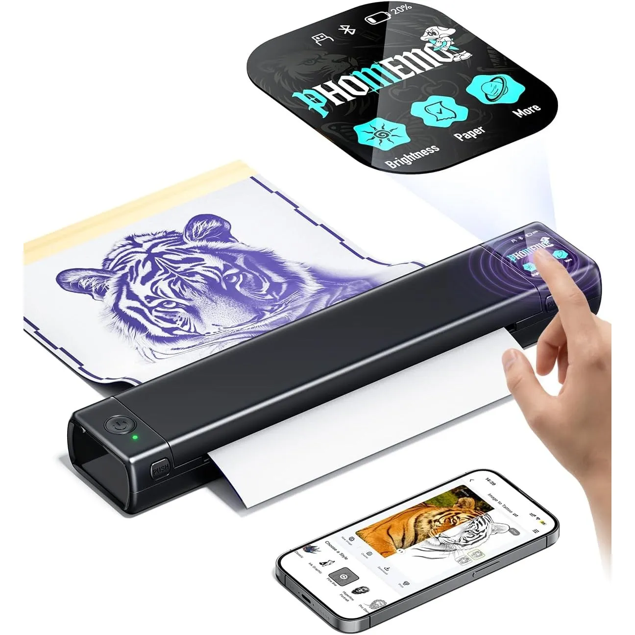 Phomemo M08F Plus Tattoo Stencil Drucker Touchscreen Thermodrucker Tattoo | Bluetooth Professioneller Schablone Drucker…