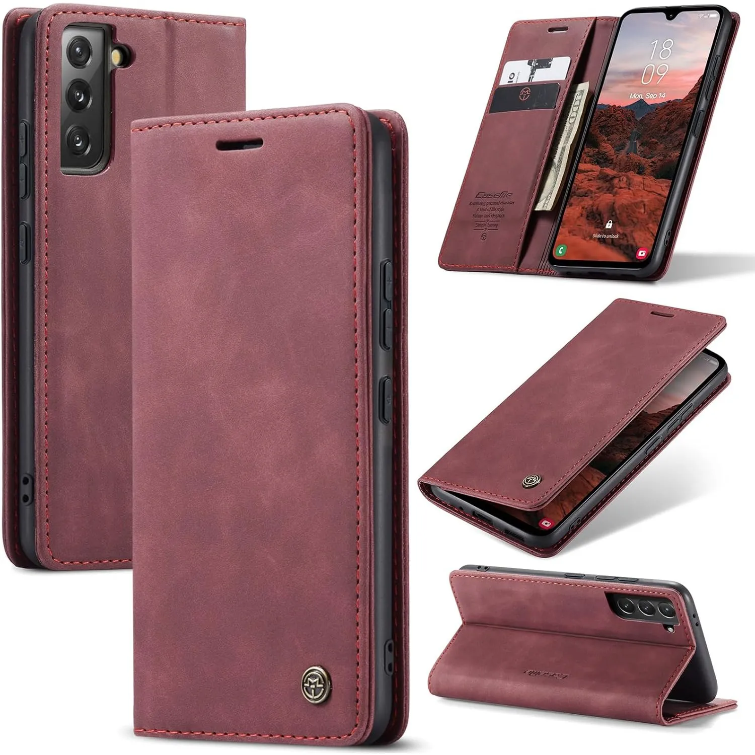 Handyhülle für Samsung Galaxy S21 FE 5G Hülle Premium Lederhülle Flip Case Magnet Tascher Kartenfach Standfunktion Klap…