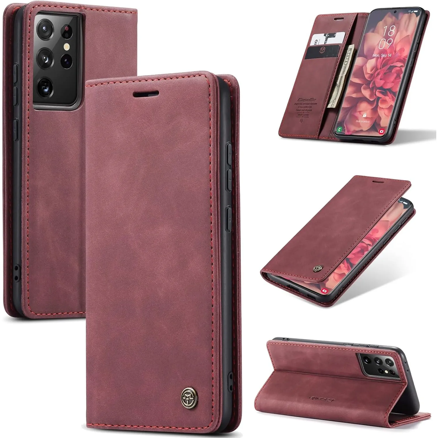 Handyhülle für Samsung Galaxy S21 Ultra 5G Hülle Premium Lederhülle Flip Case Magnet Tascher Kartenfach Standfunktion K…