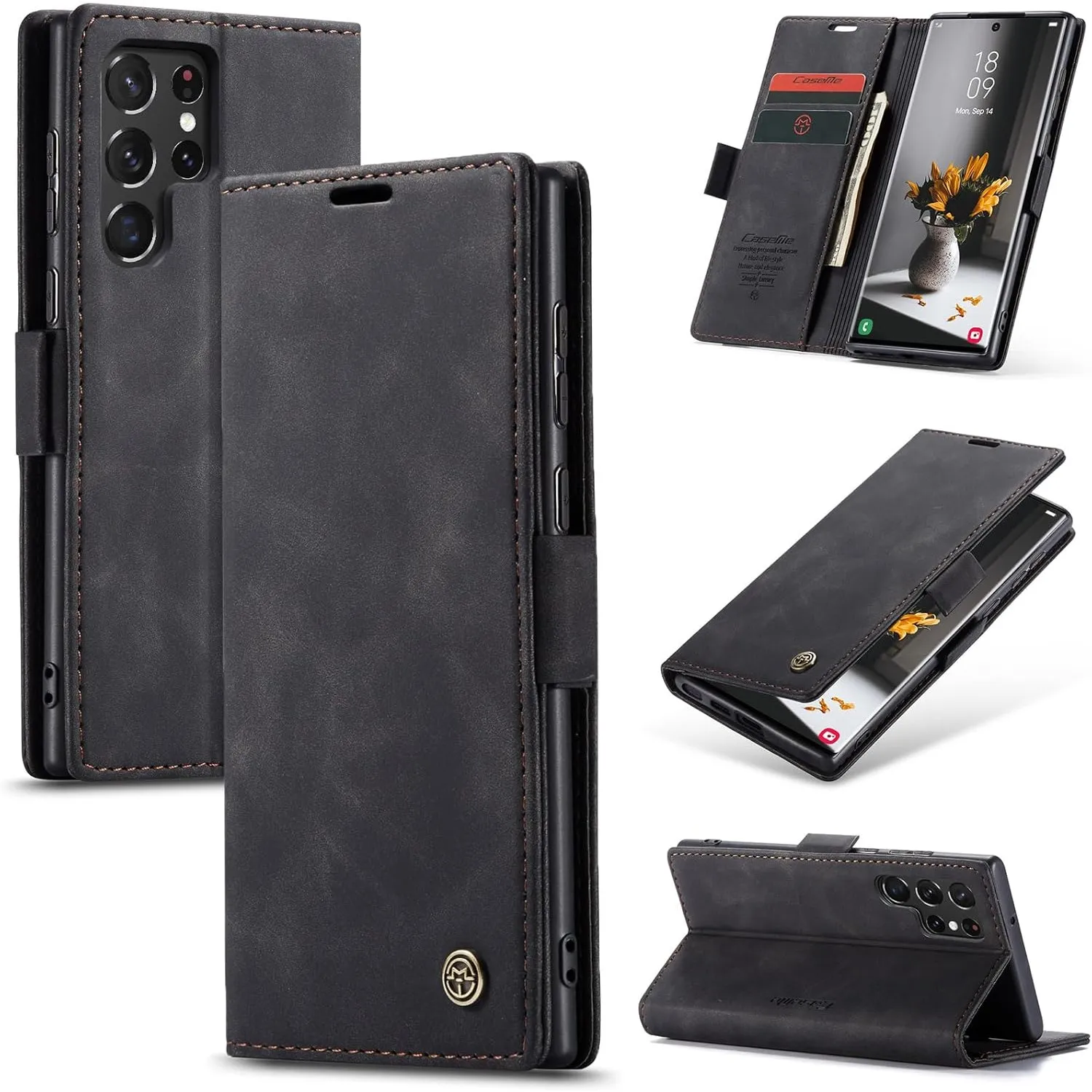 Handyhülle für Samsung Galaxy S22 Ultra 5G Hülle Premium Lederhülle Flip Case Magnet Tascher Kartenfach Standfunktion K…