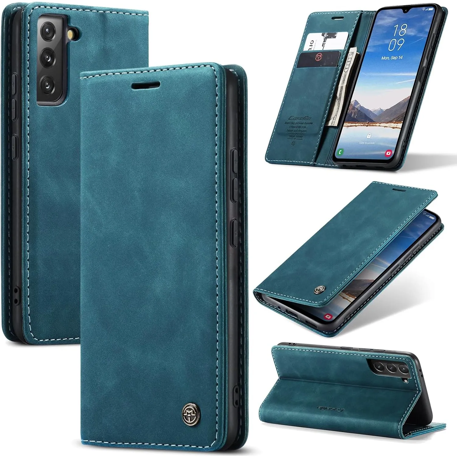 Handyhülle für Samsung Galaxy S21 Plus 5G Hülle Premium Lederhülle Flip Case Magnet Tascher Kartenfach Standfunktion Kl…
