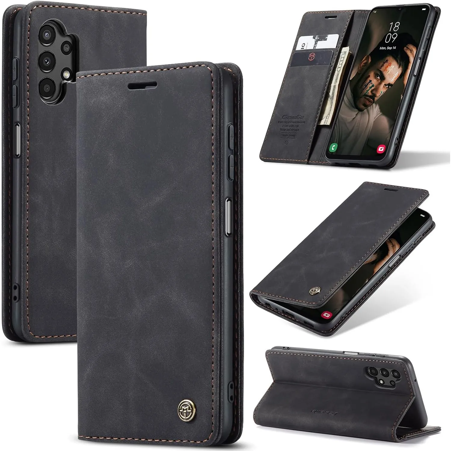 Handyhülle für Samsung Galaxy A13 4G/5G Hülle Premium Lederhülle Flip Case Magnet Tascher Kartenfach Standfunktion Klap…