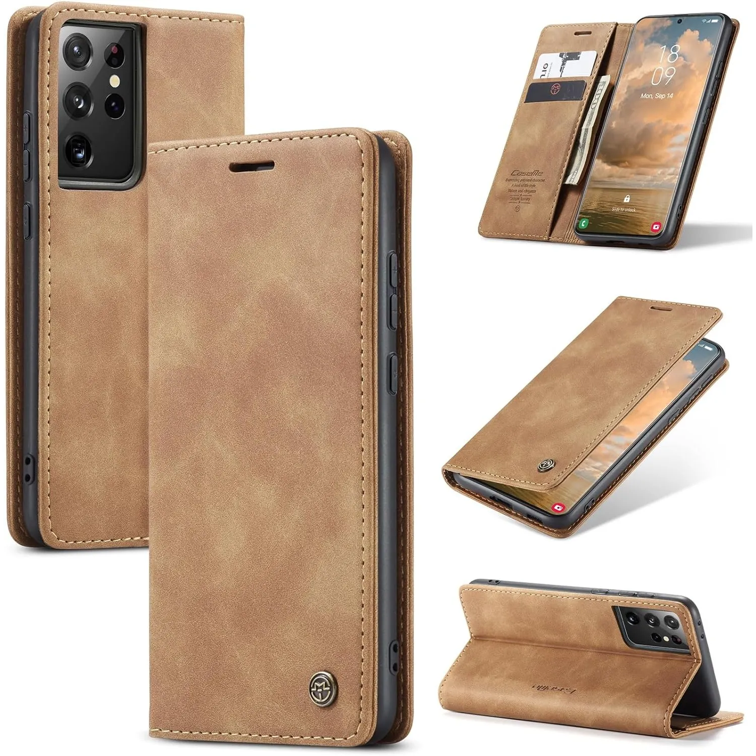 Handyhülle für Samsung Galaxy S21 Ultra 5G Hülle Premium Lederhülle Flip Case Magnet Tascher Kartenfach Standfunktion K…