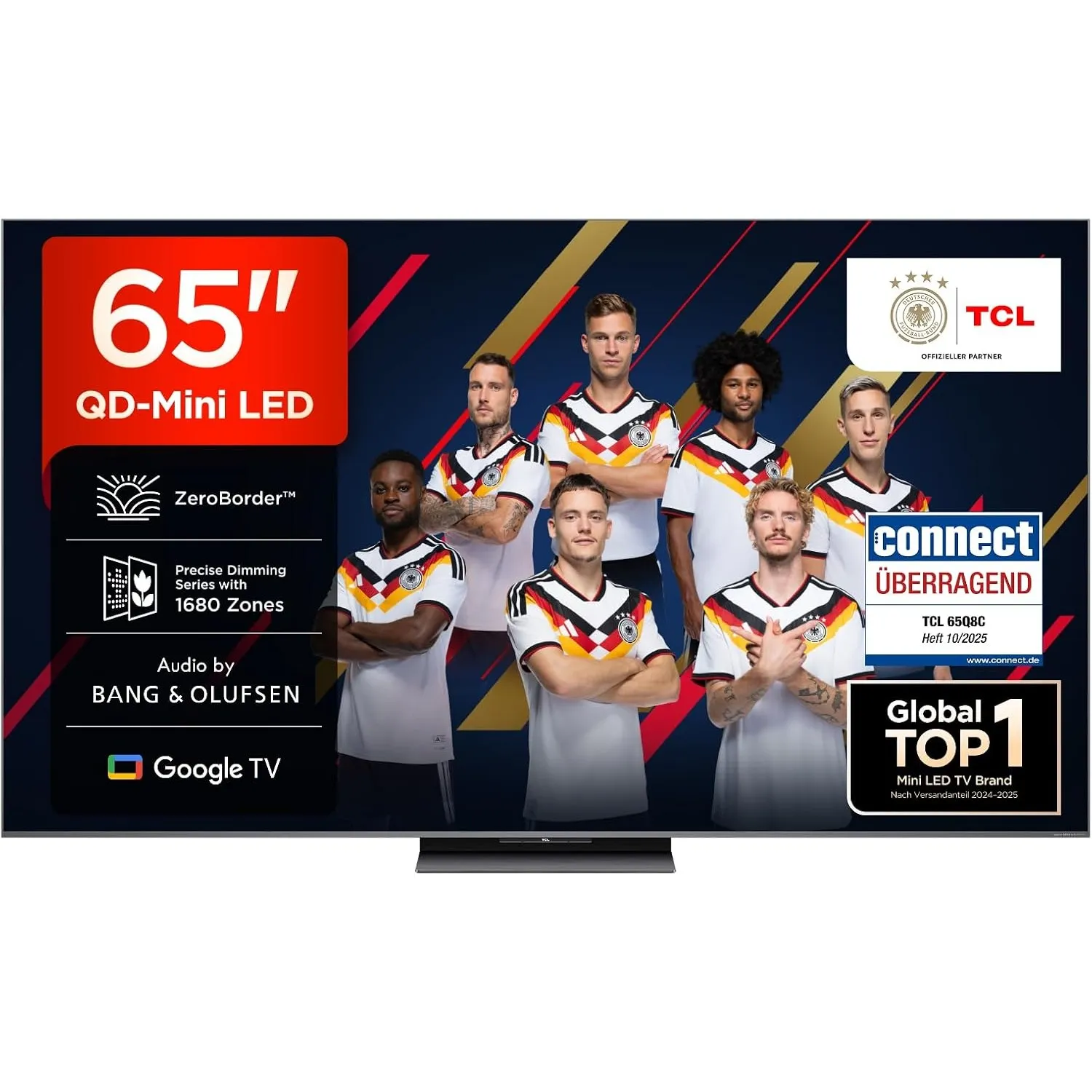 TCL 65Q8C 65 Zoll QD-Mini LED-Fernseher, 4K HDR Premium 4500, ZeroBorder™, Smart Google TV, CrystGlow WHVA-Panel, Audio…
