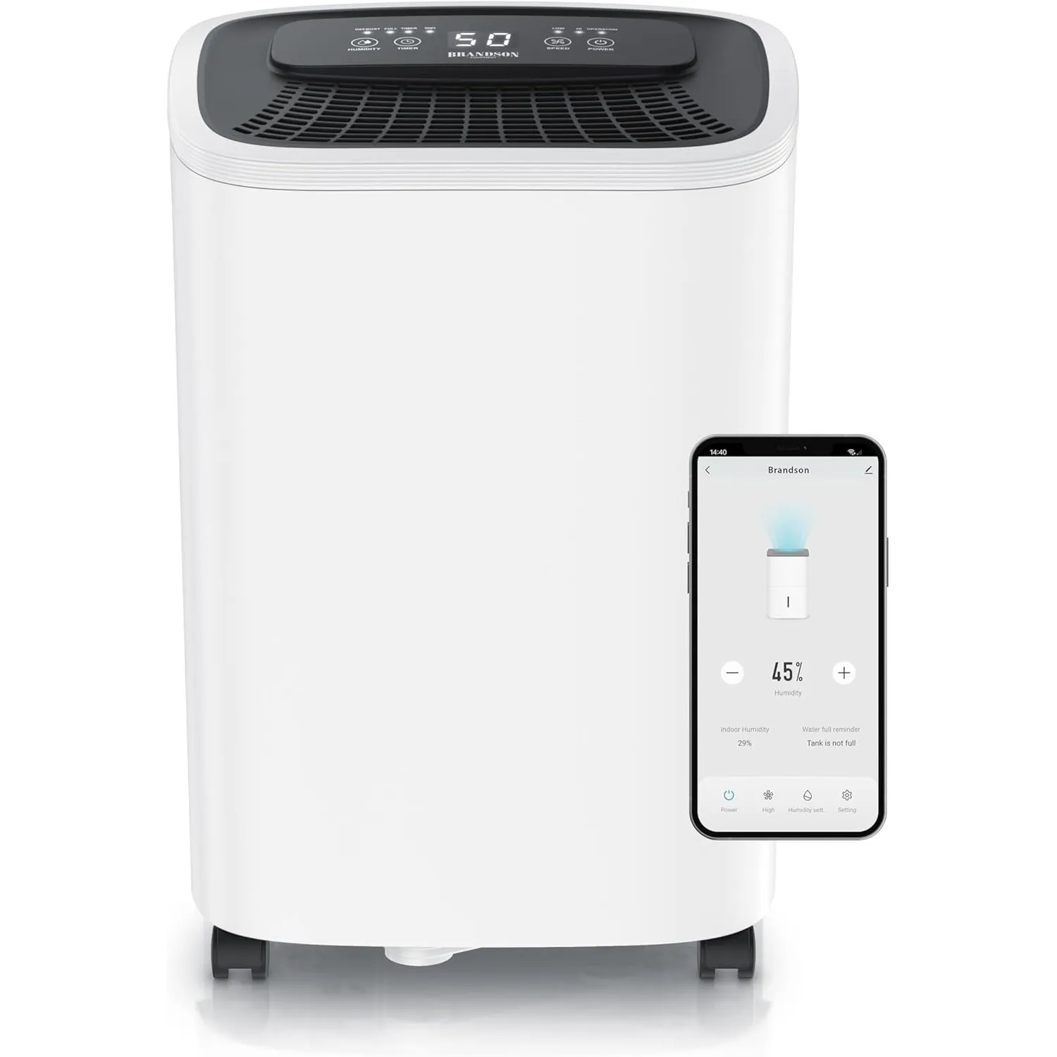 Brandson - Wlan Luftentfeuchter mit Kompressor elektrisch - 10 Liter - WiFi Dehumidifier Raumentfeuchter – mit App - Sc…