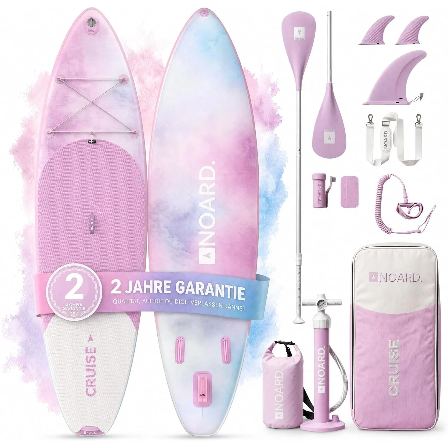 NOARD SUP Board aufblasbar Double-Layer-Dropstitch 326 cm bis 140 kg | Komplett-Set inklusive Paddel, Doppelhub-Pumpe, …