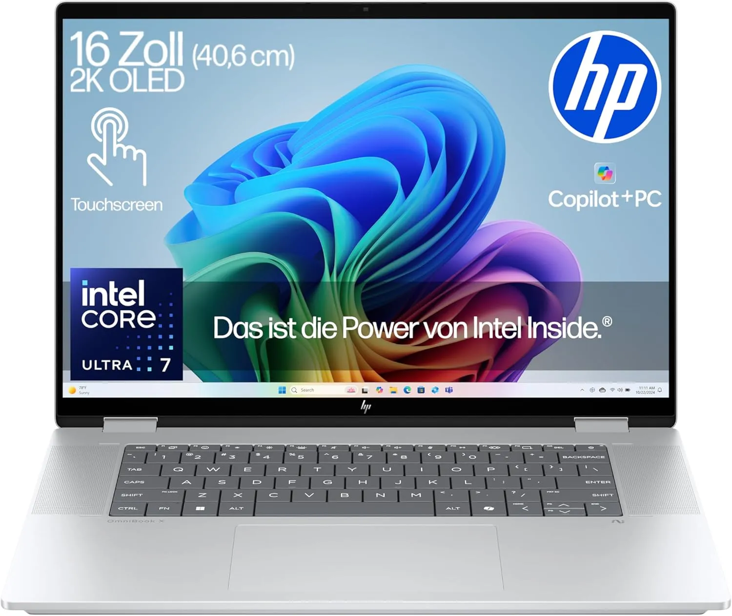 HP OmniBook X Flip NG AI Intel Core Ultra 7 2 in 1 Laptop, Next Gen KI Copilot+ PC, 16" 3K 2880 x 1800 Touchscreen, 32 …