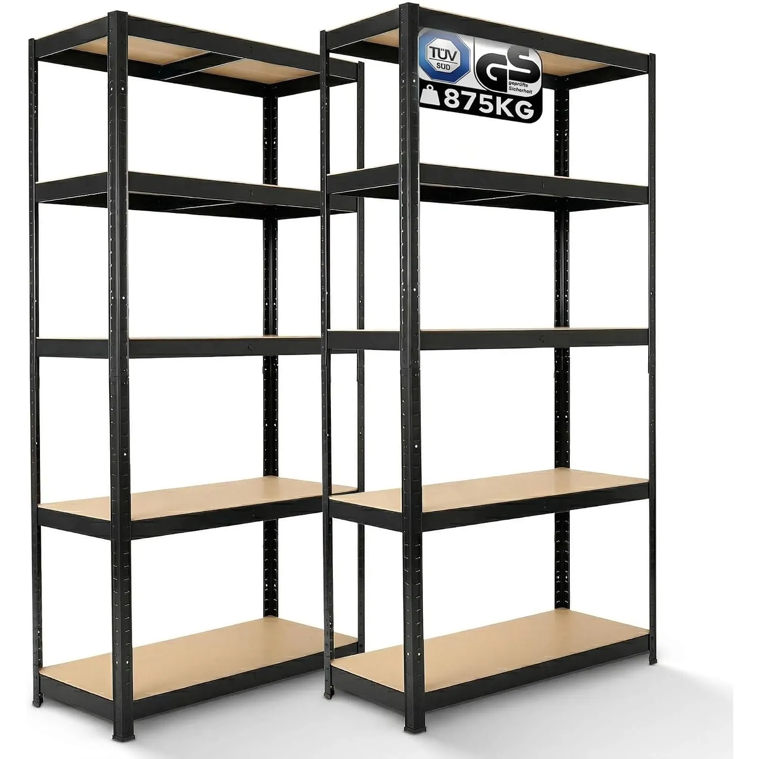 Arebos Schwerlastregal 2er Set | 180x90x40 cm | 875kg Tragkraft | 5 MDF-Platten | Einfache Montage durch Stecksystem Re…