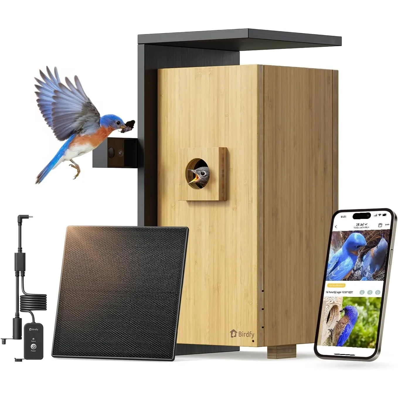 Birdfy Smart Vogelhaus mit Doppelkamera für Live Vogelbeobachtung, 1080P Bambus Nistkasten mit Kamera, Nachtsicht, KI-V…