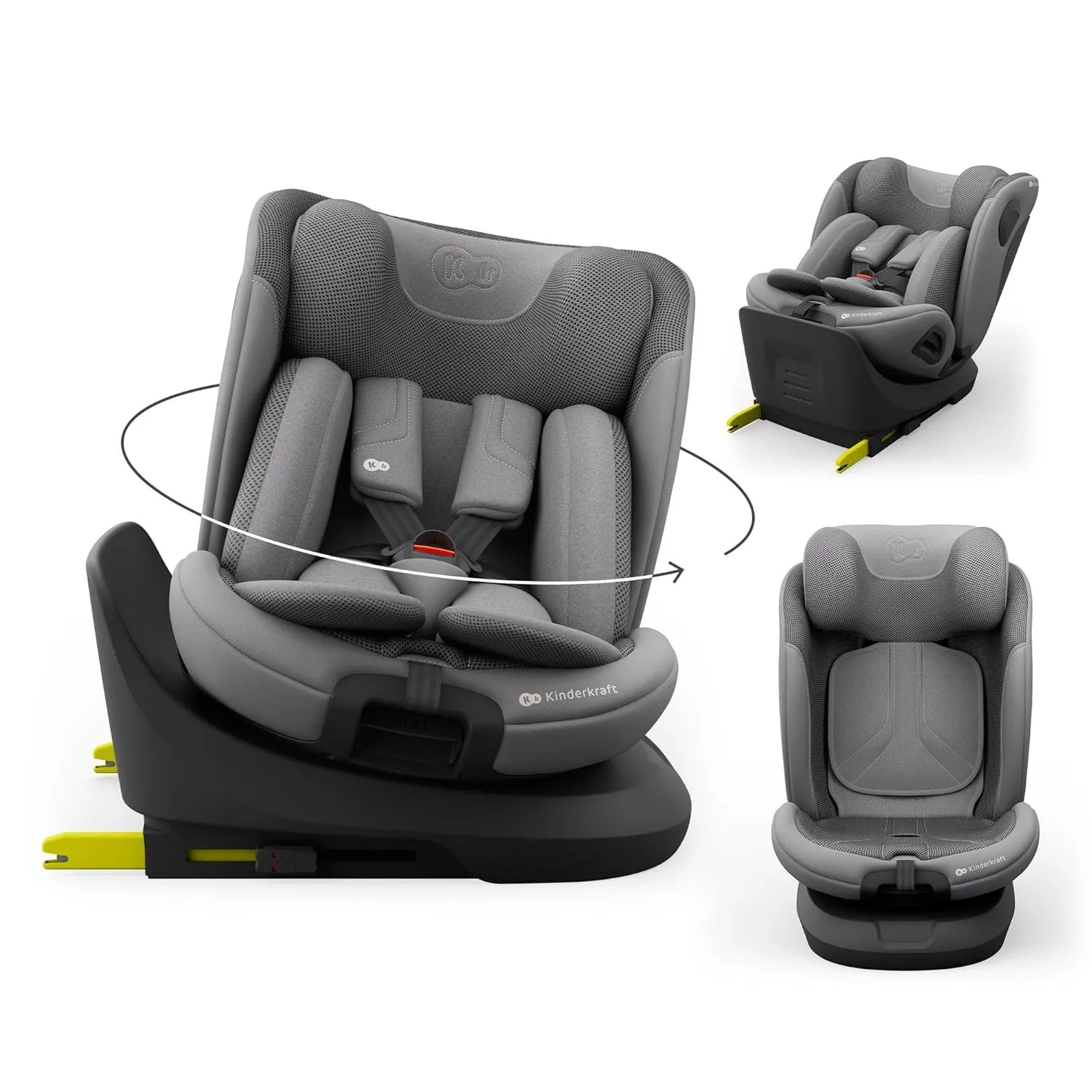 Kinderkraft I-GROW 2 PRO Kindersitz 0-36 kg, I-SIZE 40-150 cm, 360 grad drehbar, Kinderautositz mit Isofix station, FWF…