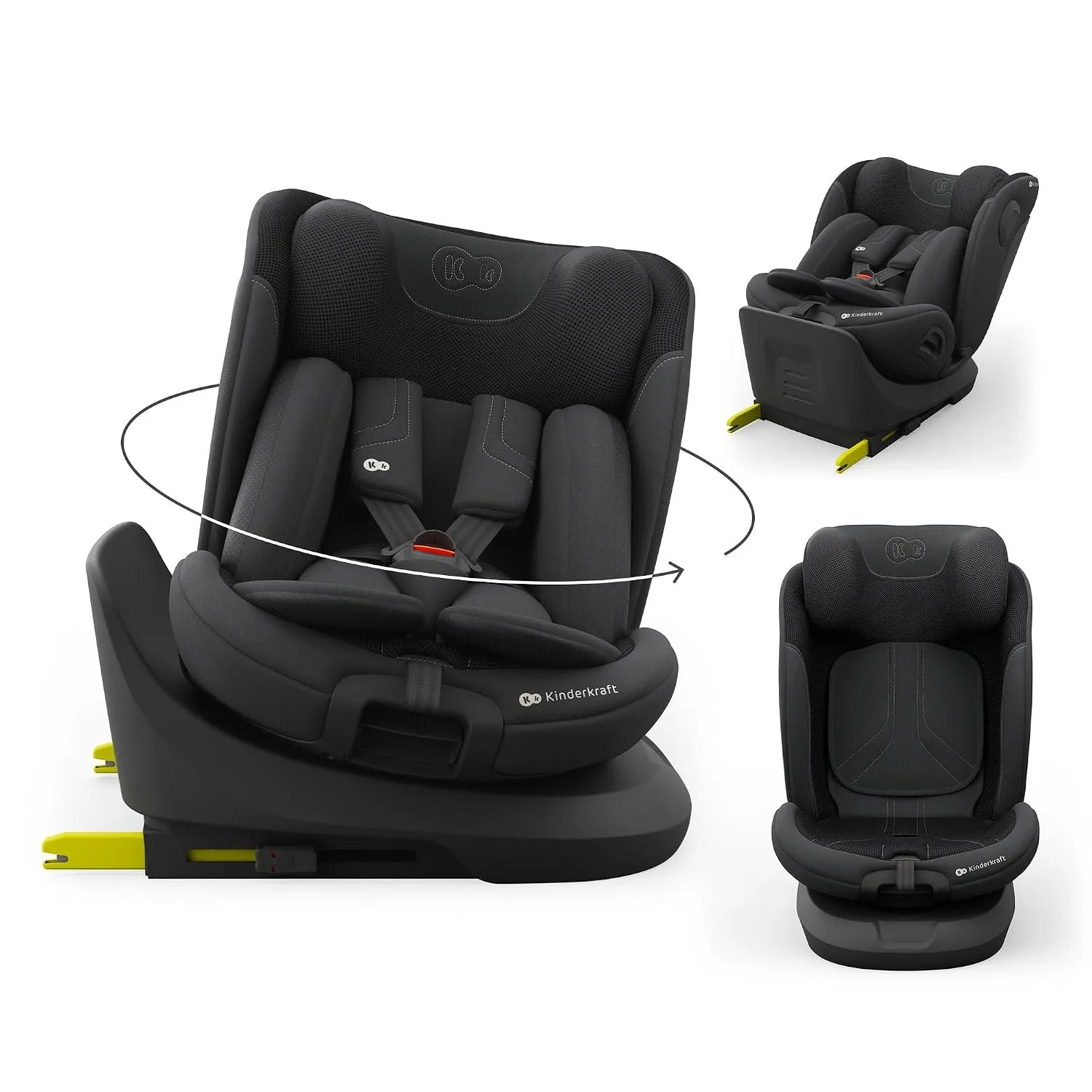 Kinderkraft I-GROW 2 PRO Kindersitz 0-36 kg, I-SIZE 40-150 cm, 360 grad drehbar, Kinderautositz mit Isofix station, FWF…