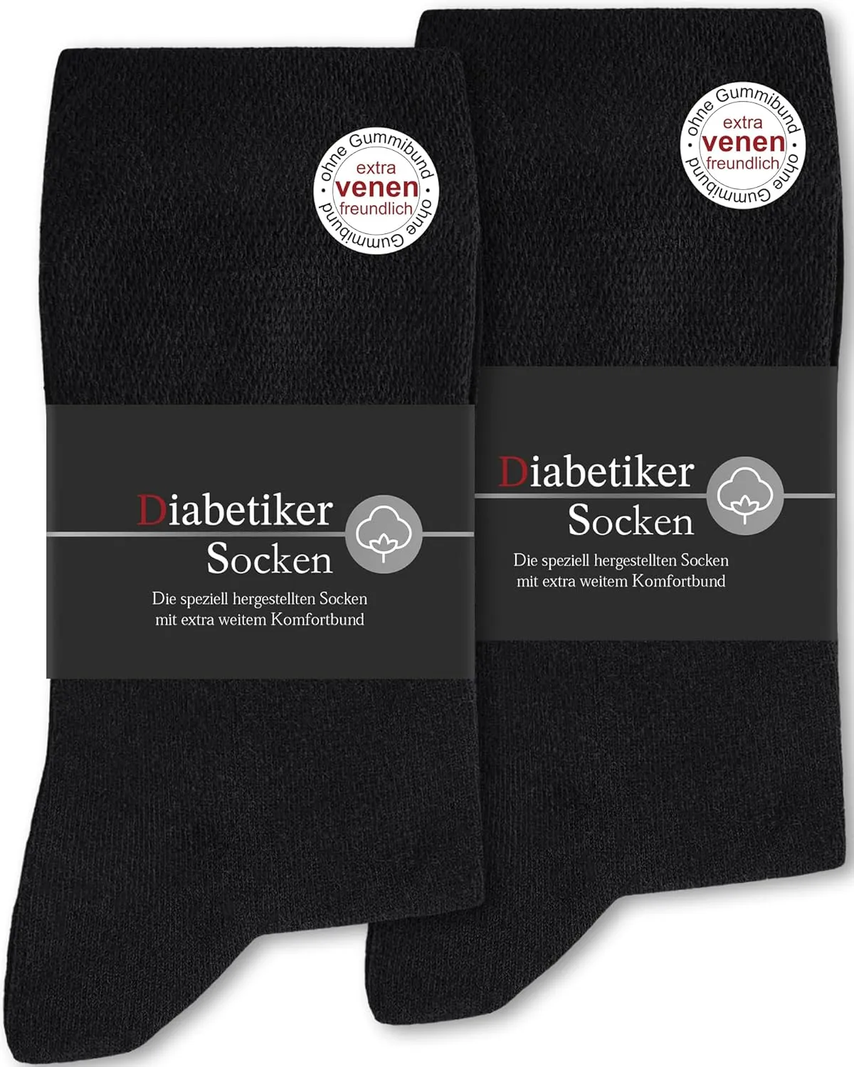SockWaddles 6 Pairs of Diabetic Socks without Elastic Waistband and Without Seam, 97% Cotton, Diabetic Socks with Comfo…