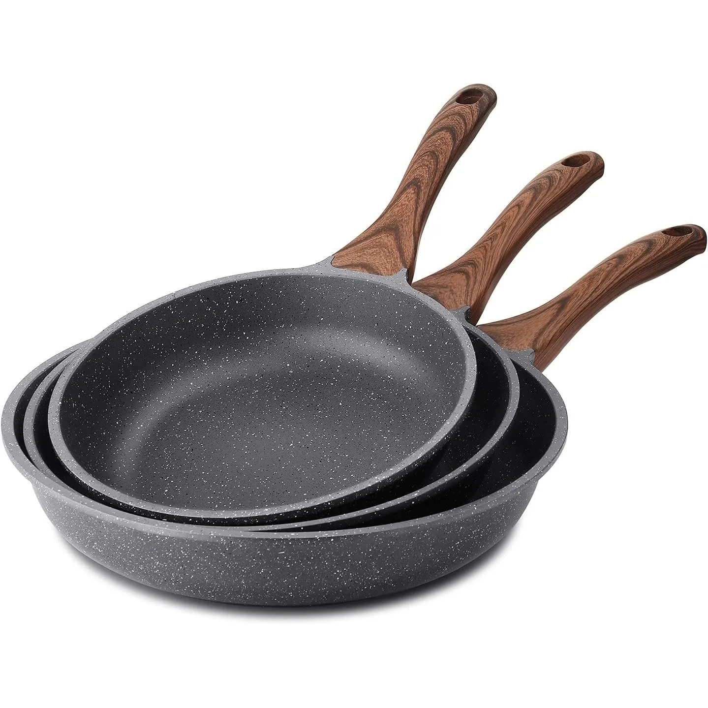 SENSARTE 20+24+28cm Schweizer Granit Beschichtung Antihaft Pfannenset
