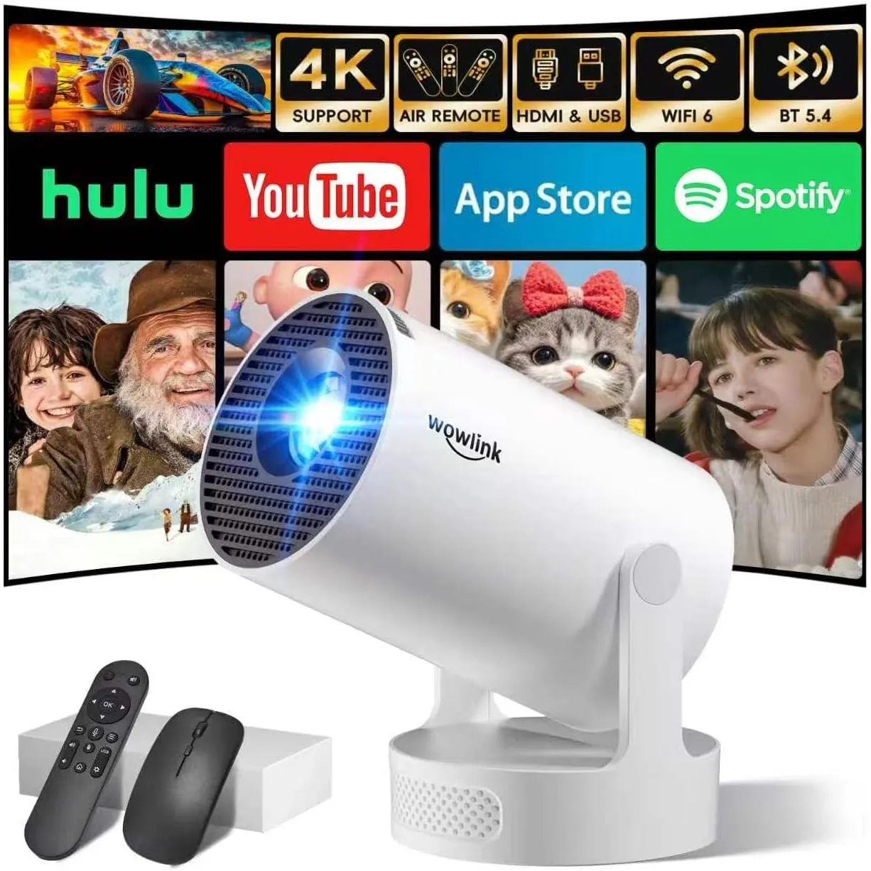 Mini Beamer 4K Full HD 1080P 2026 Neueste Eingebaute Apps 1080P FHD WiFi 6 BT 5.4 Auto Screen Keystone Korrektur Smart …