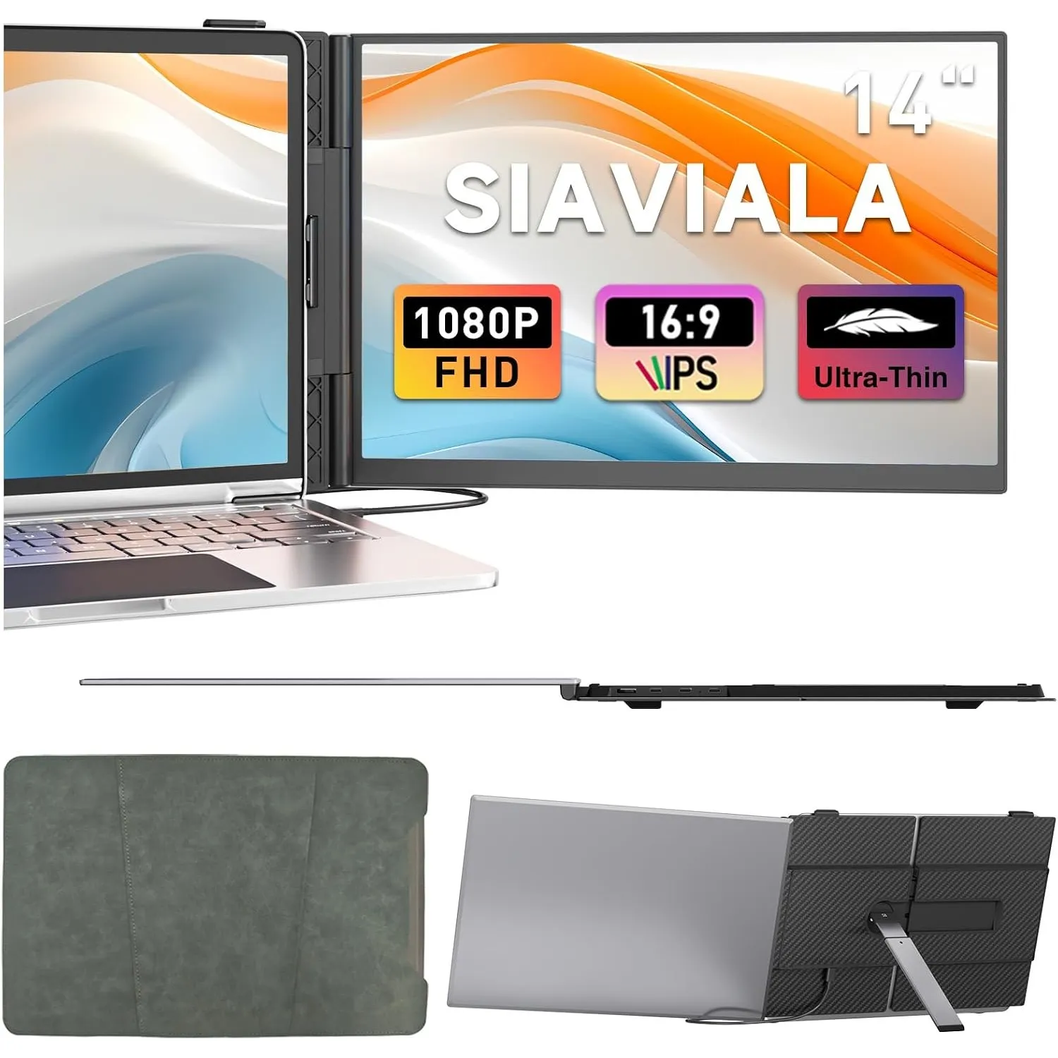 Laptop Bildschirm Erweiterung, 2025 Upgraded Ultra-Thin 14" FHD 1080P Portable Monitor für Laptop, Lightweight Dual Lap…