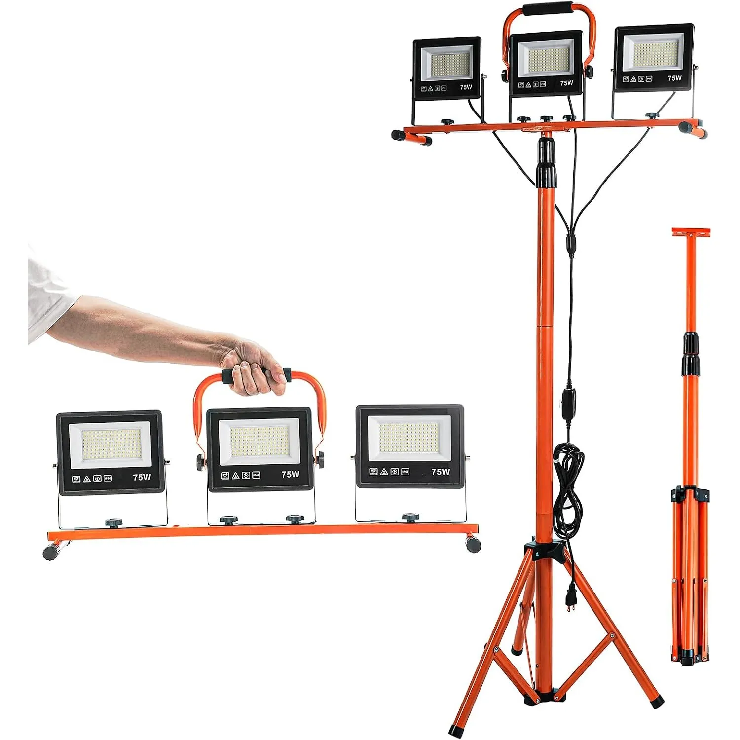 ETOOLAB LED Baustrahler mit Stativ, 30000LM, 225W, Höhenverstellbar