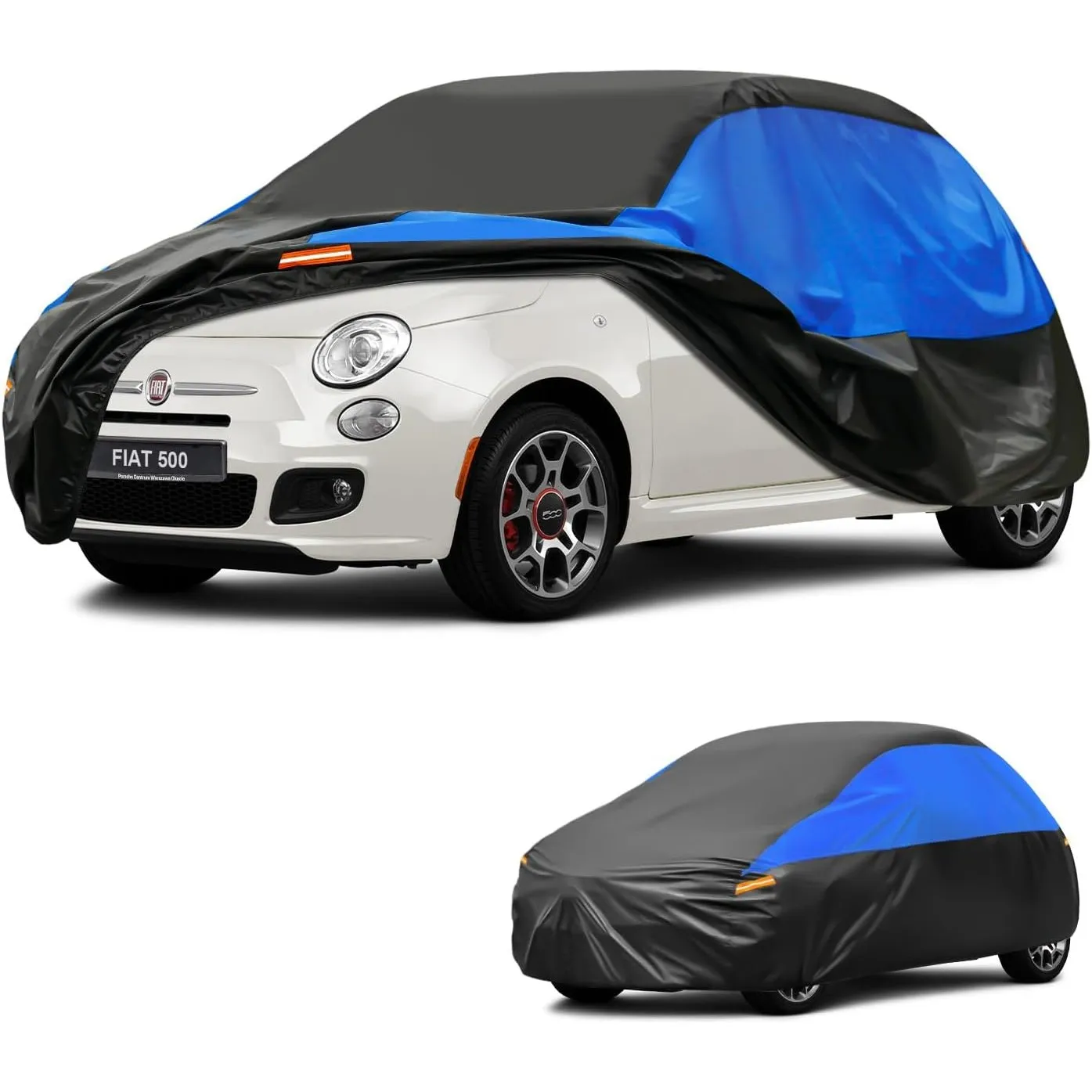 Gunhyi Autoabdeckung Wasserdicht Atmungsaktiv, Abdeckplane für FIAT 500 500C 500E, Auto Abdeckung Schwarz Blau vollgara…